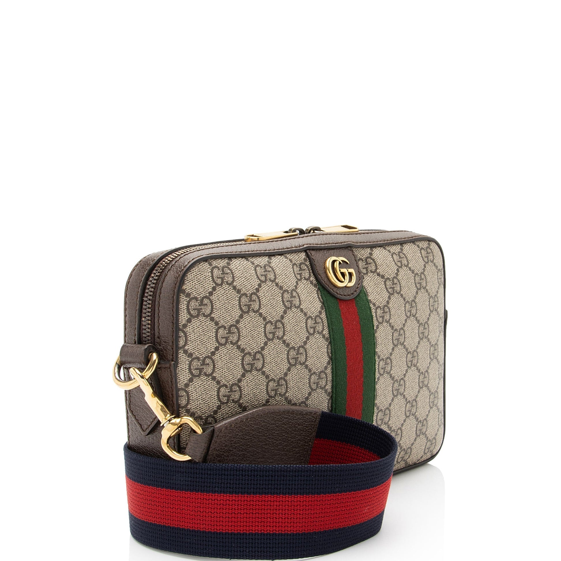 Gucci GG Supreme Ophidia Camera SHF-Do39BZ Leather Canvas Nylon Brown Crossbody Bag