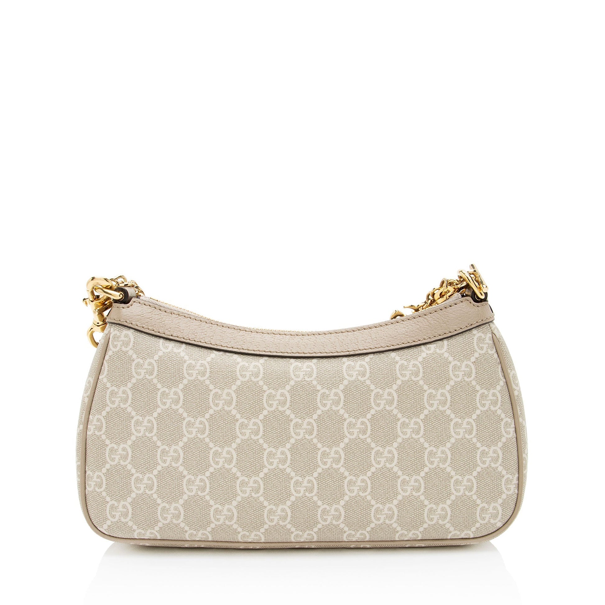 Gucci GG Supreme Ophidia Chain Leather Canvas Nylon White Crossbody Bag