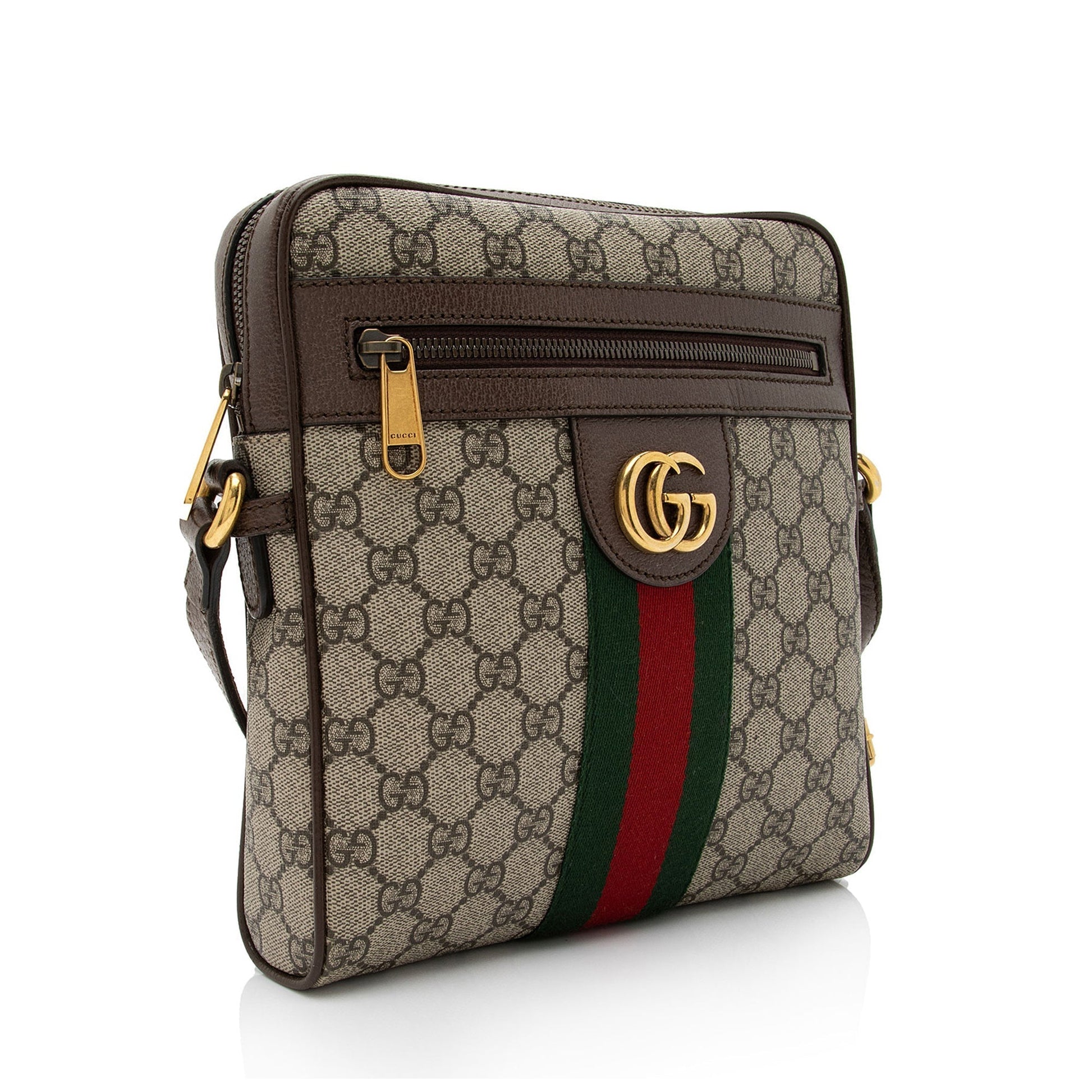 Gucci GG Supreme Ophidia Messenger SHF-re4xkM Leather Canvas Nylon Brown Shoulder Bag