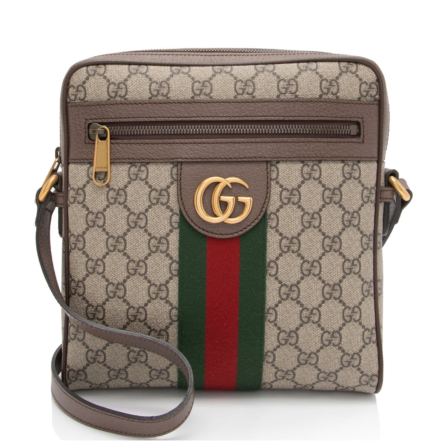 Gucci GG Supreme Ophidia Messenger SHF-GA9nnM Leather Canvas Nylon Brown Shoulder Bag