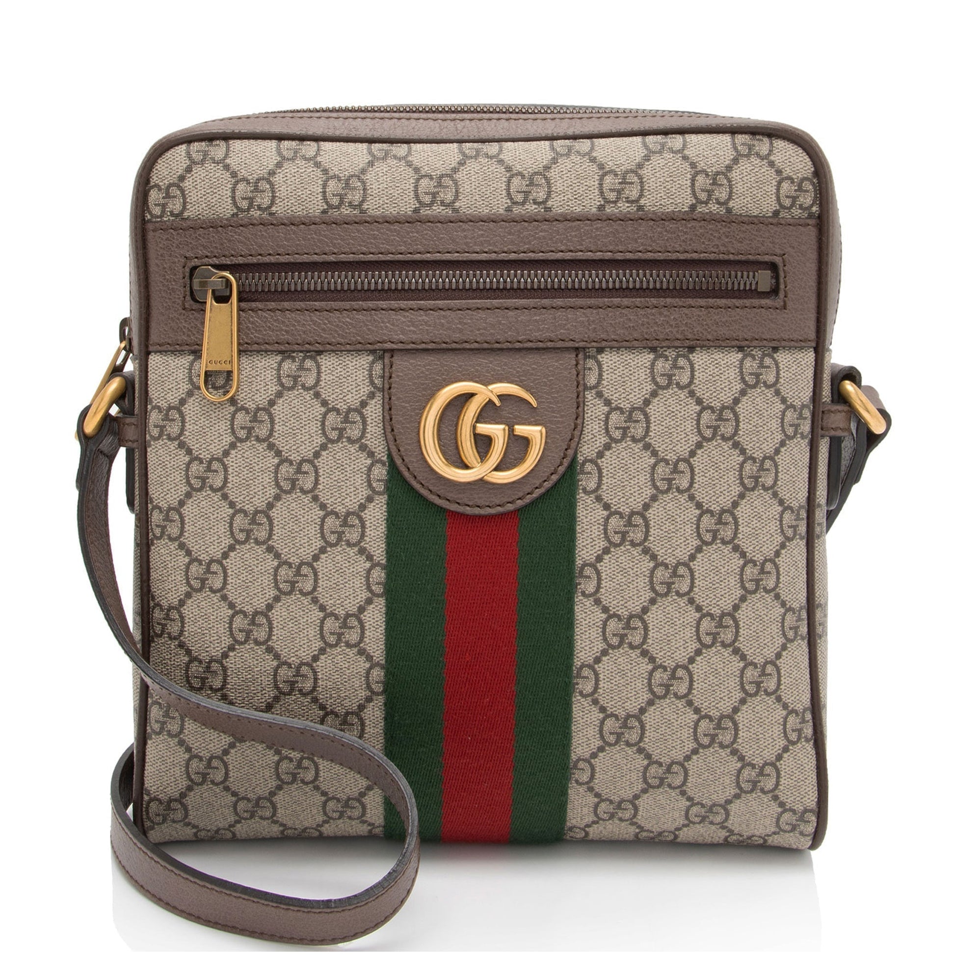 Gucci GG Supreme Ophidia Messenger SHF-GA9nnM Leather Canvas Nylon Brown Shoulder Bag