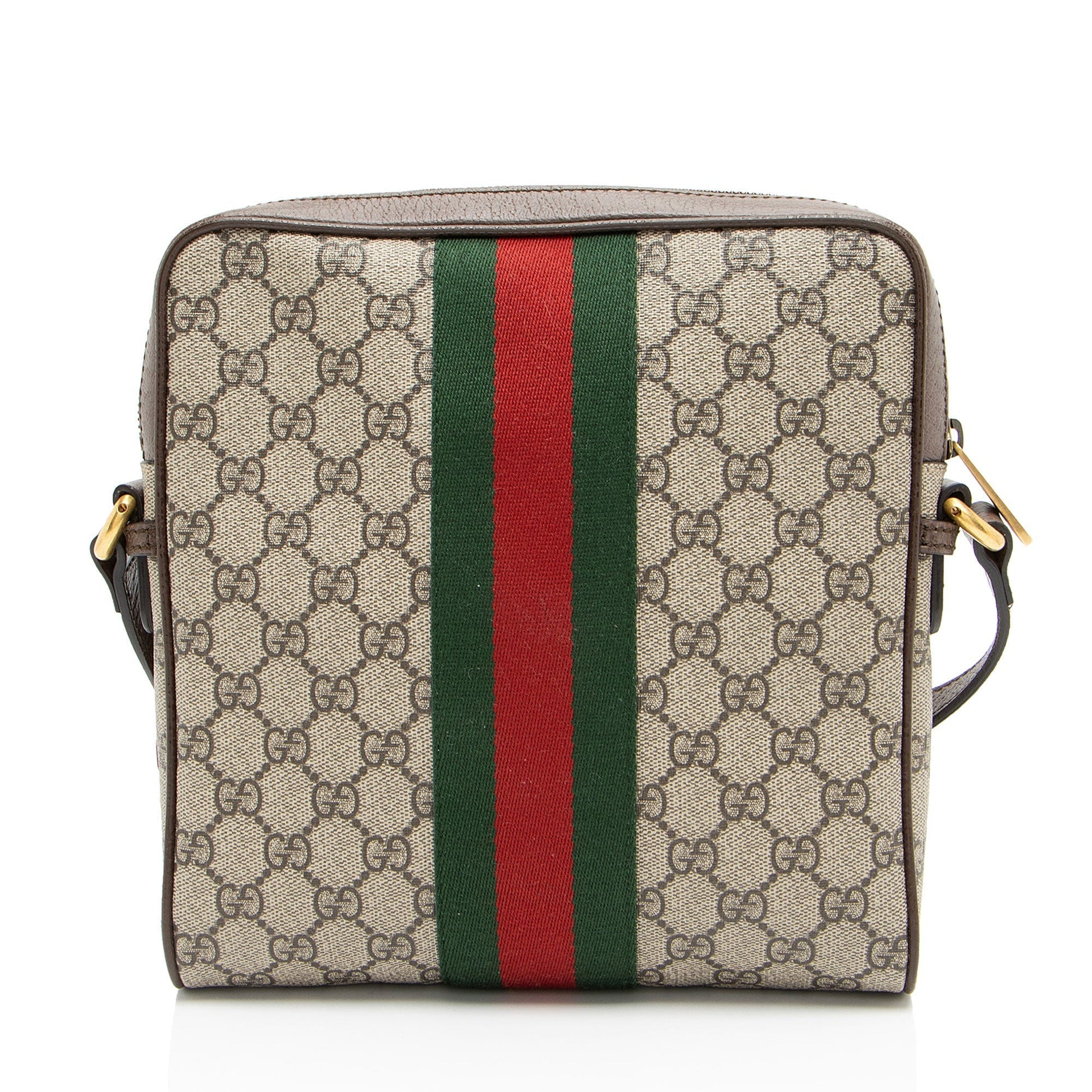 Gucci GG Supreme Ophidia Messenger Leather Canvas Nylon Brown Shoulder Bag Small Messenger