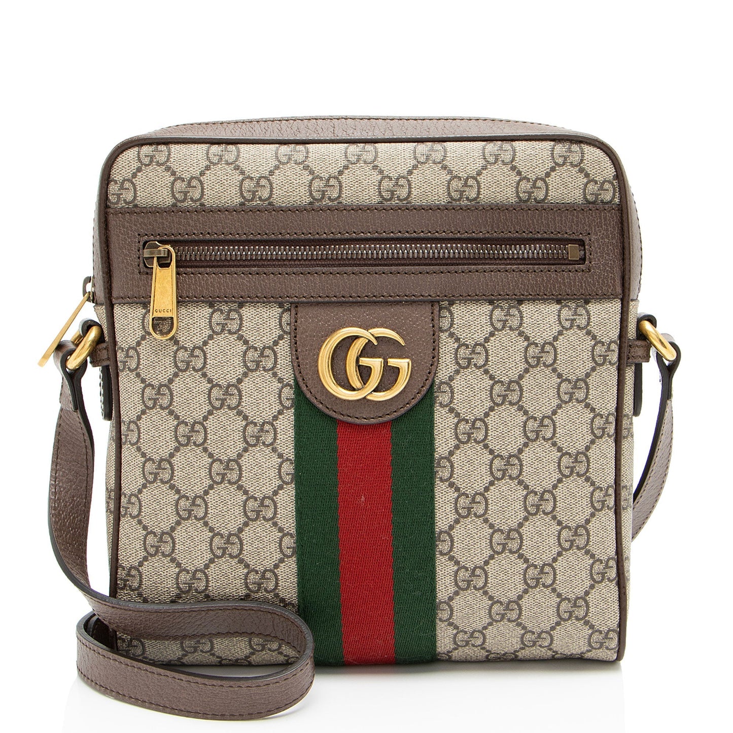 Gucci GG Supreme Ophidia Messenger Leather Canvas Nylon Brown Shoulder Bag Small Messenger