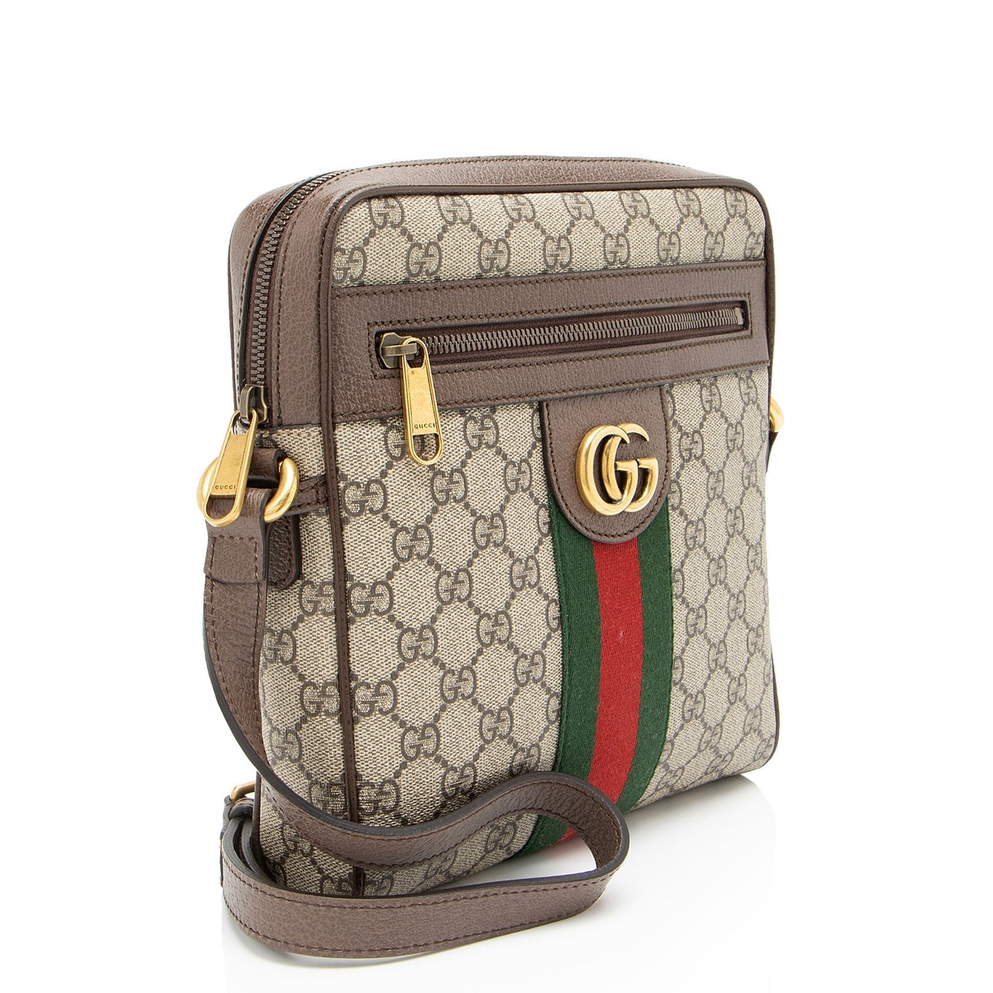 Gucci GG Supreme Ophidia Messenger Leather Canvas Nylon Brown Shoulder Bag Small Messenger