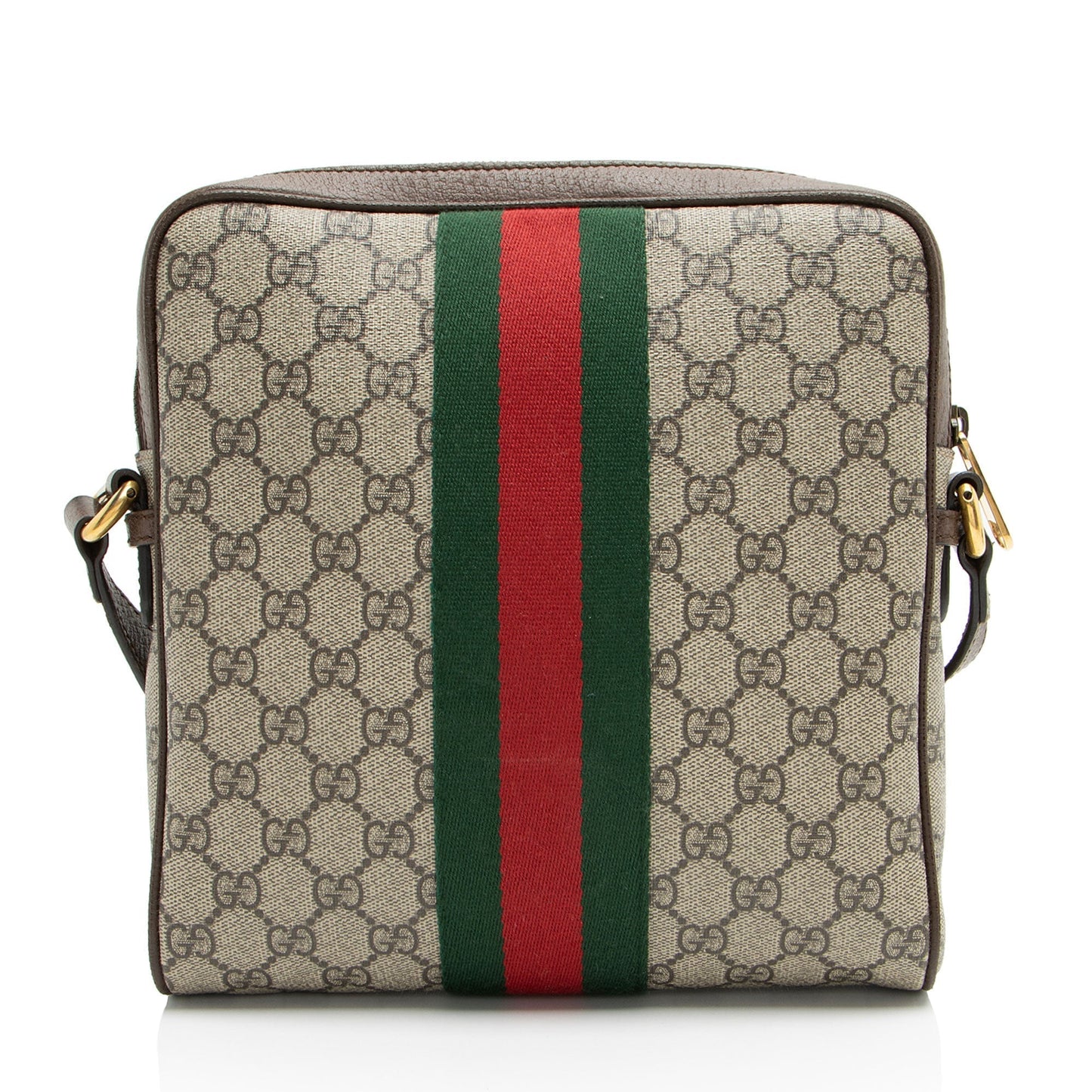 Gucci GG Supreme Ophidia Messenger Leather Canvas Nylon Brown Shoulder Bag