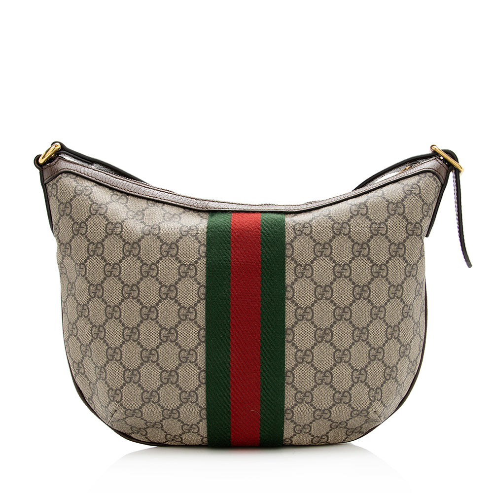 Gucci GG Supreme Ophidia SHF Leather Canvas Brown Beige Shoulder Bag