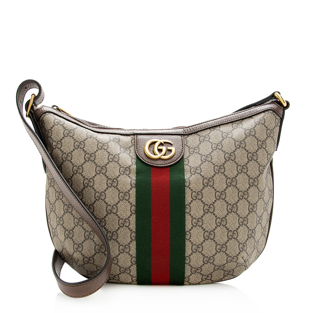 Gucci GG Supreme Ophidia SHF Leather Canvas Brown Beige Shoulder Bag