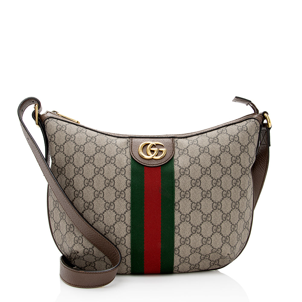 Gucci GG Supreme Ophidia SHF Leather Canvas Nylon Beige Crossbody Bag
