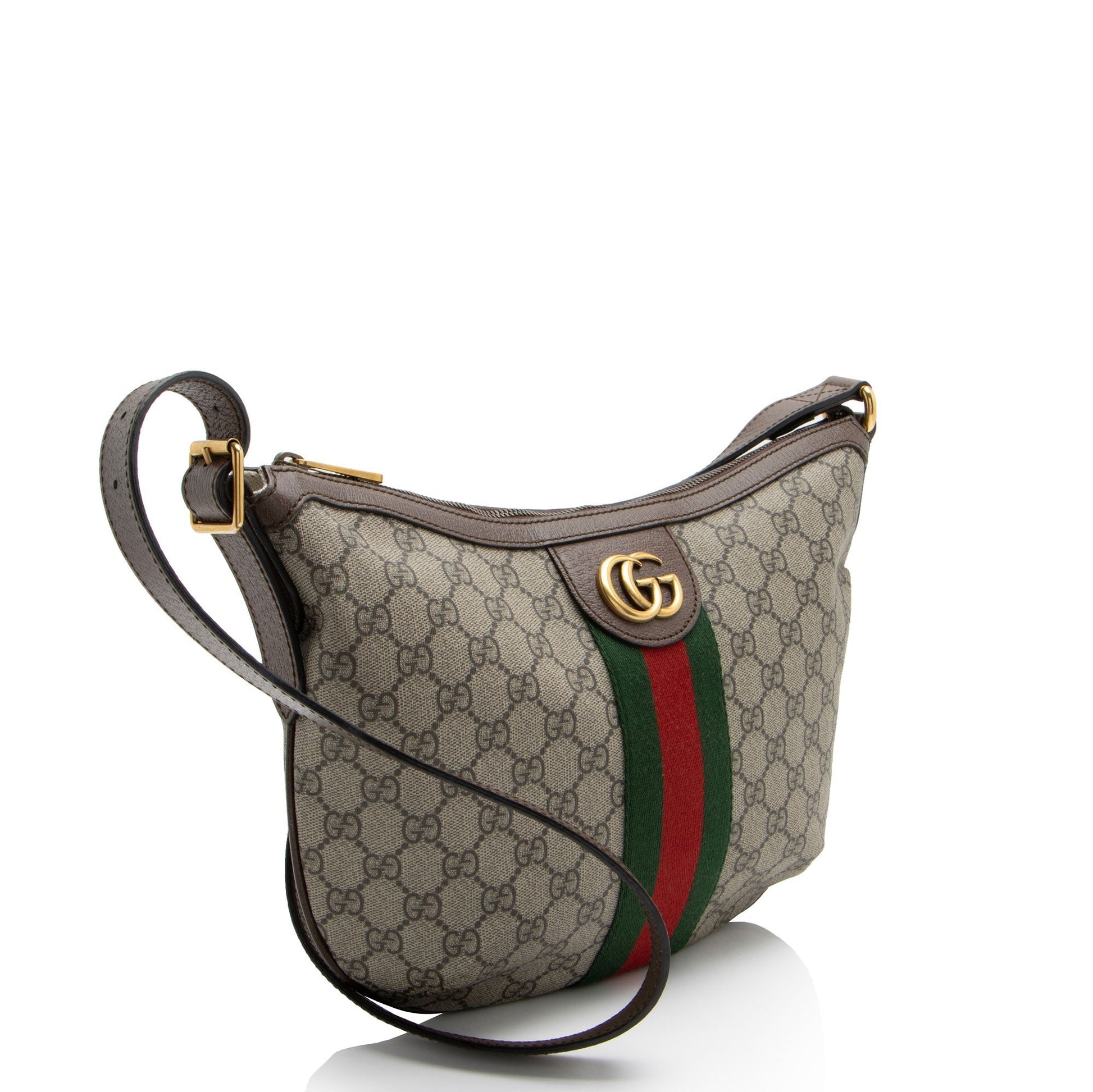 Gucci GG Supreme Ophidia SHF-RRso8K Leather Canvas Nylon Brown Shoulder Bag