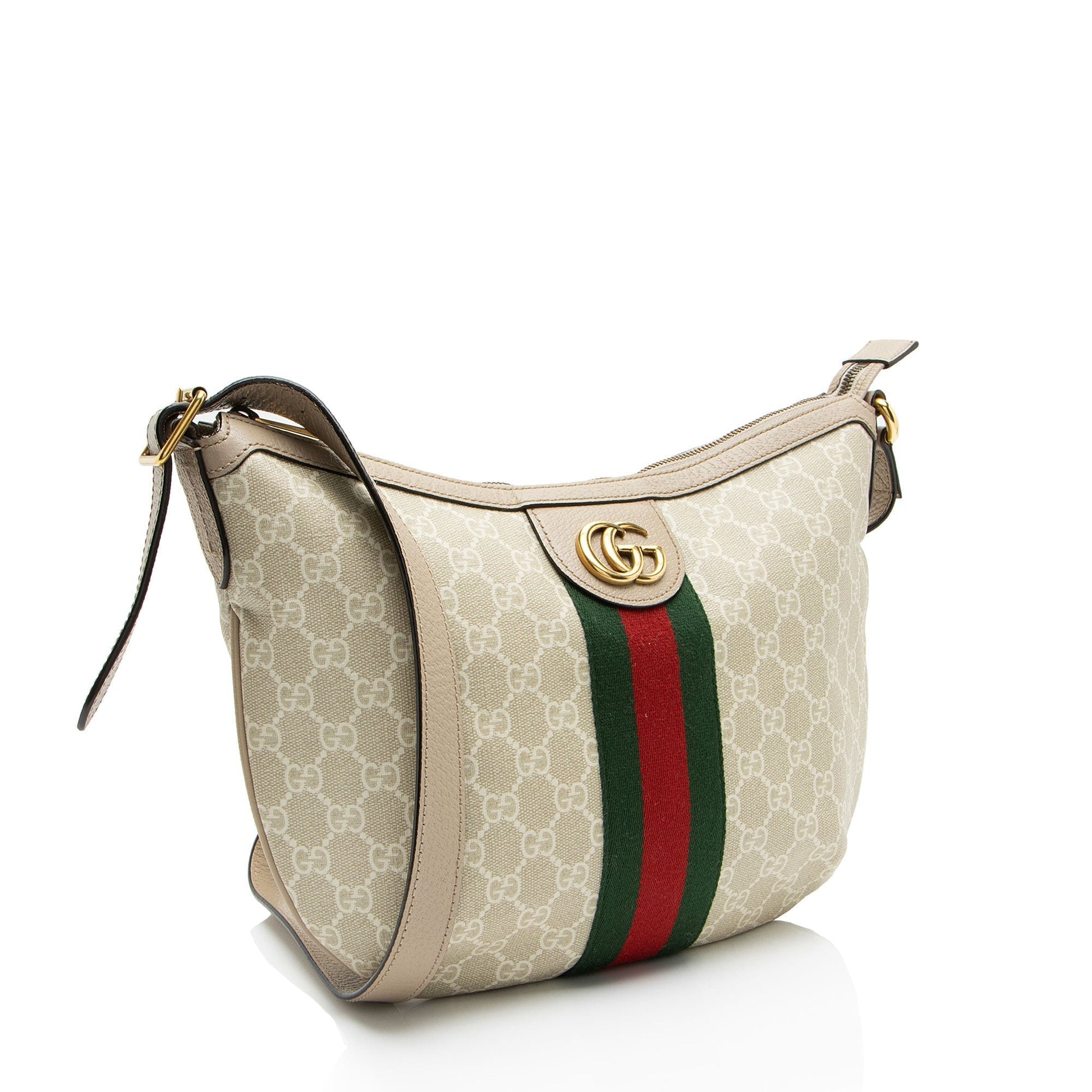 Gucci GG Supreme Ophidia Leather Canvas Nylon Beige Shoulder Bag