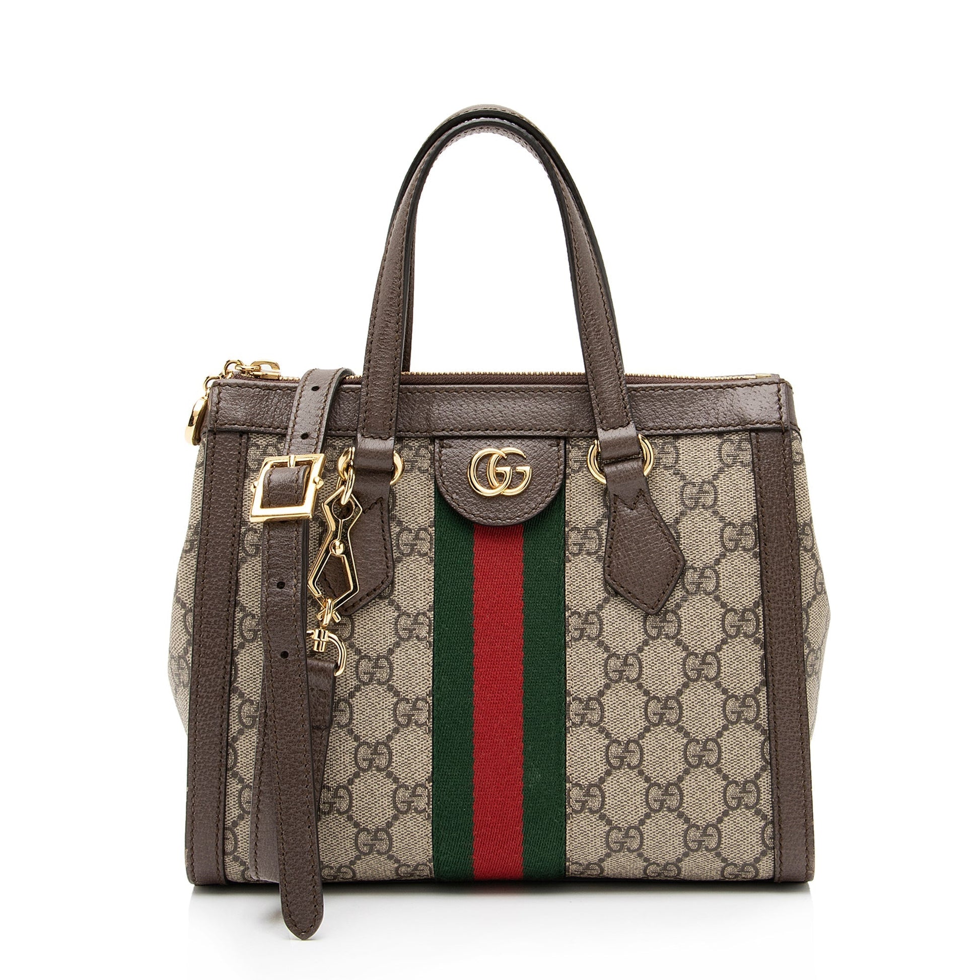 Gucci GG Supreme Ophidia SHF Leather Canvas Nylon Brown Tote Bag