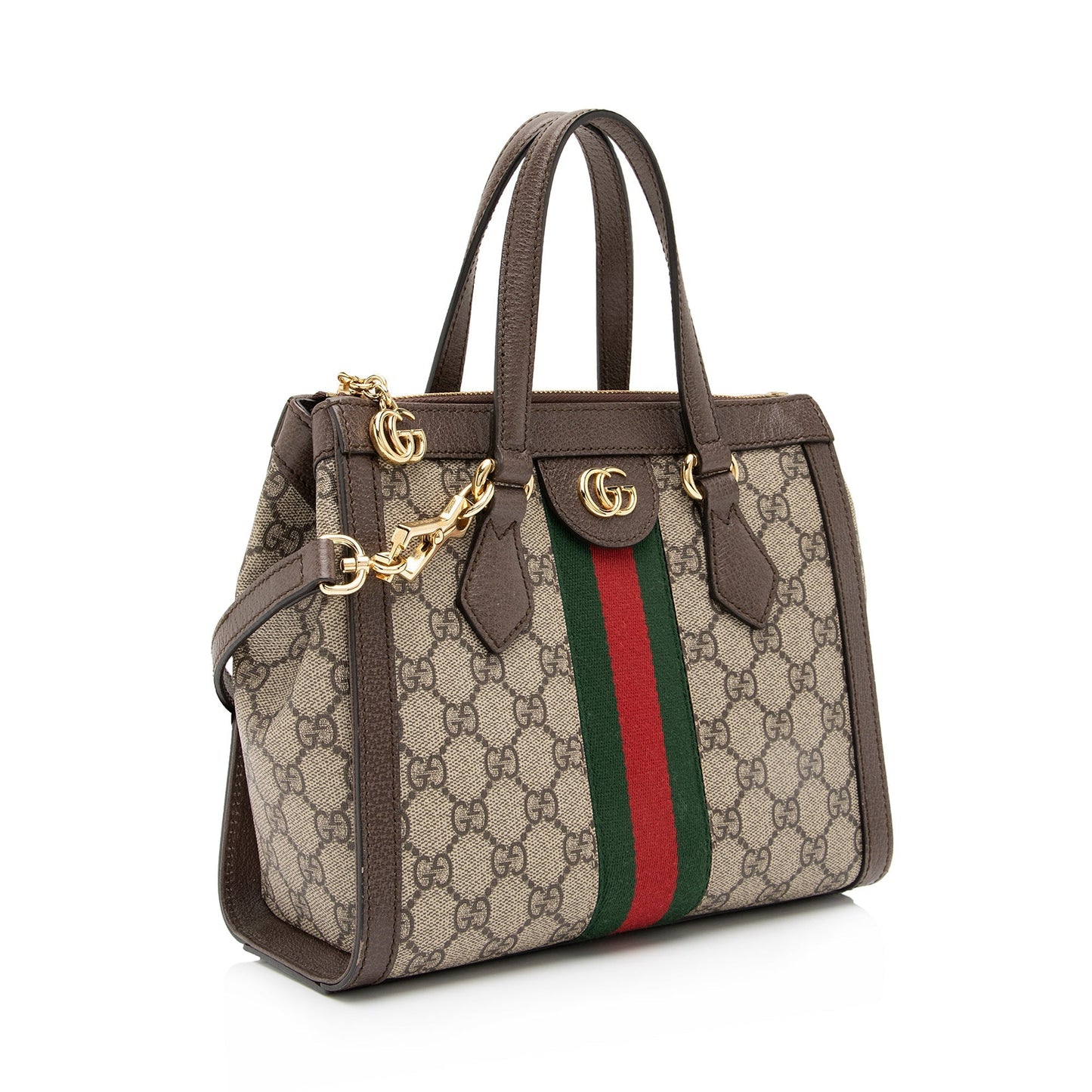 Gucci GG Supreme Ophidia SHF Leather Canvas Nylon Brown Tote Bag
