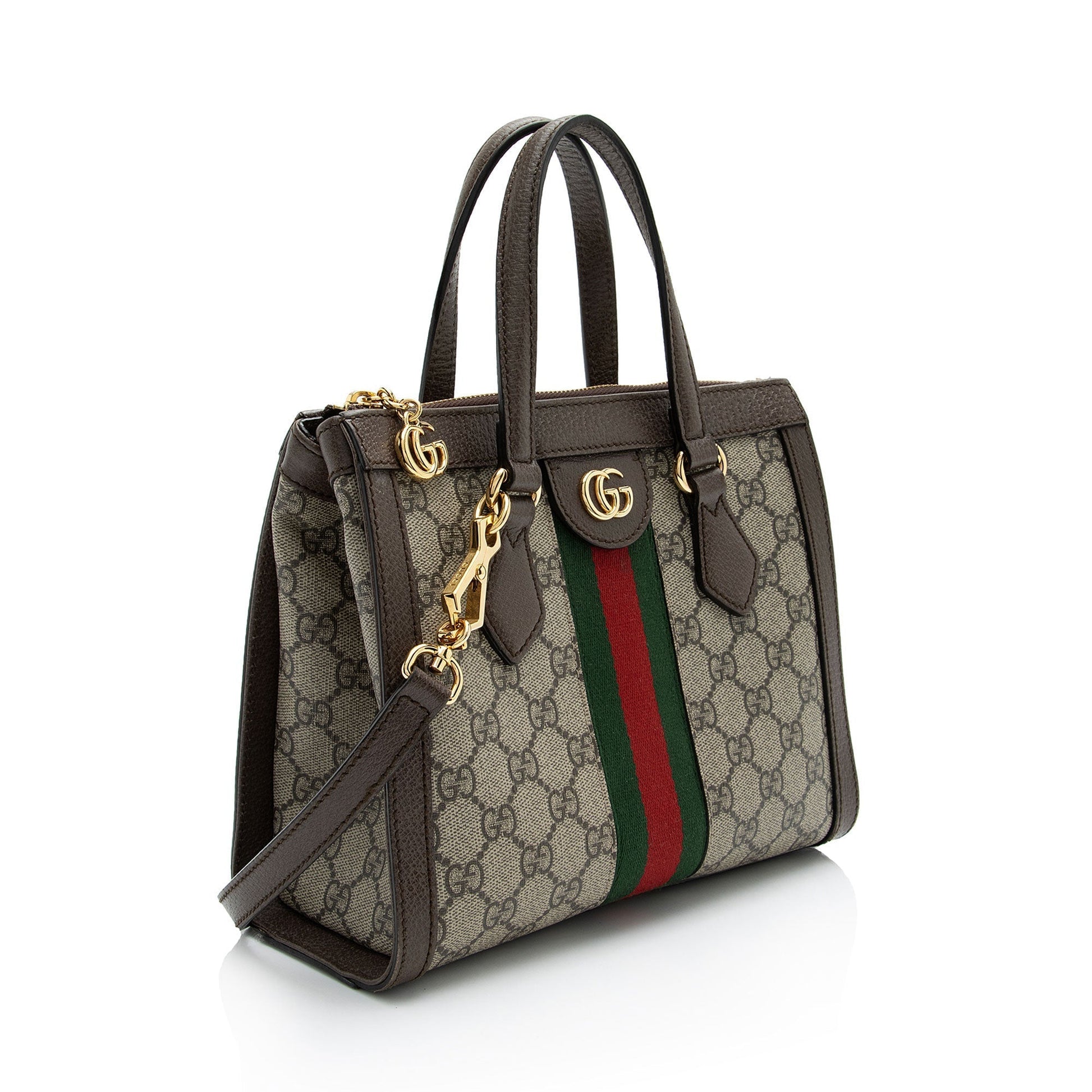 Gucci GG Supreme Ophidia SHF-ZPa4E9 Leather Canvas Nylon Brown Tote Bag