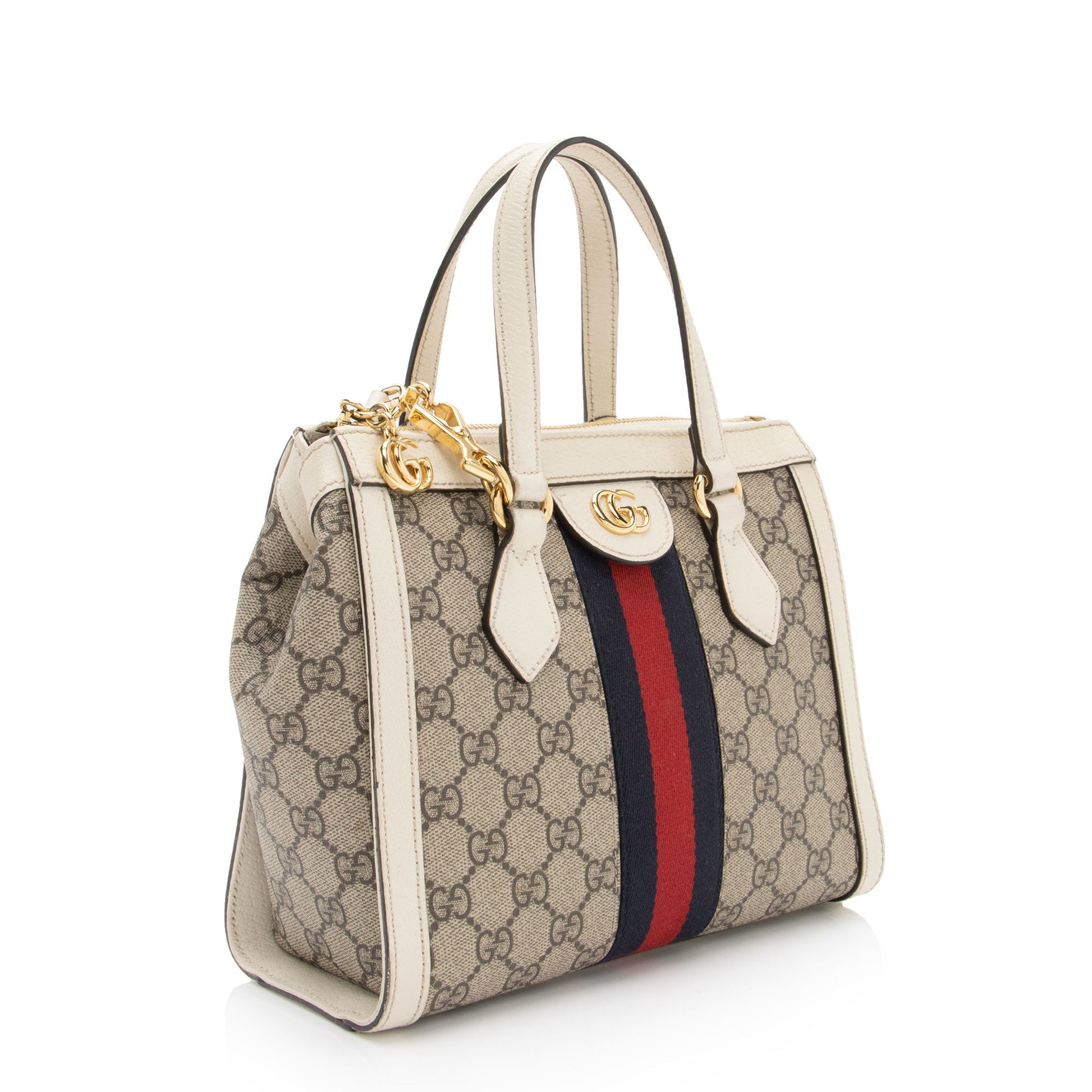 Gucci GG Supreme Ophidia SHF-LZv4Fb Leather Canvas Nylon White Tote Bag