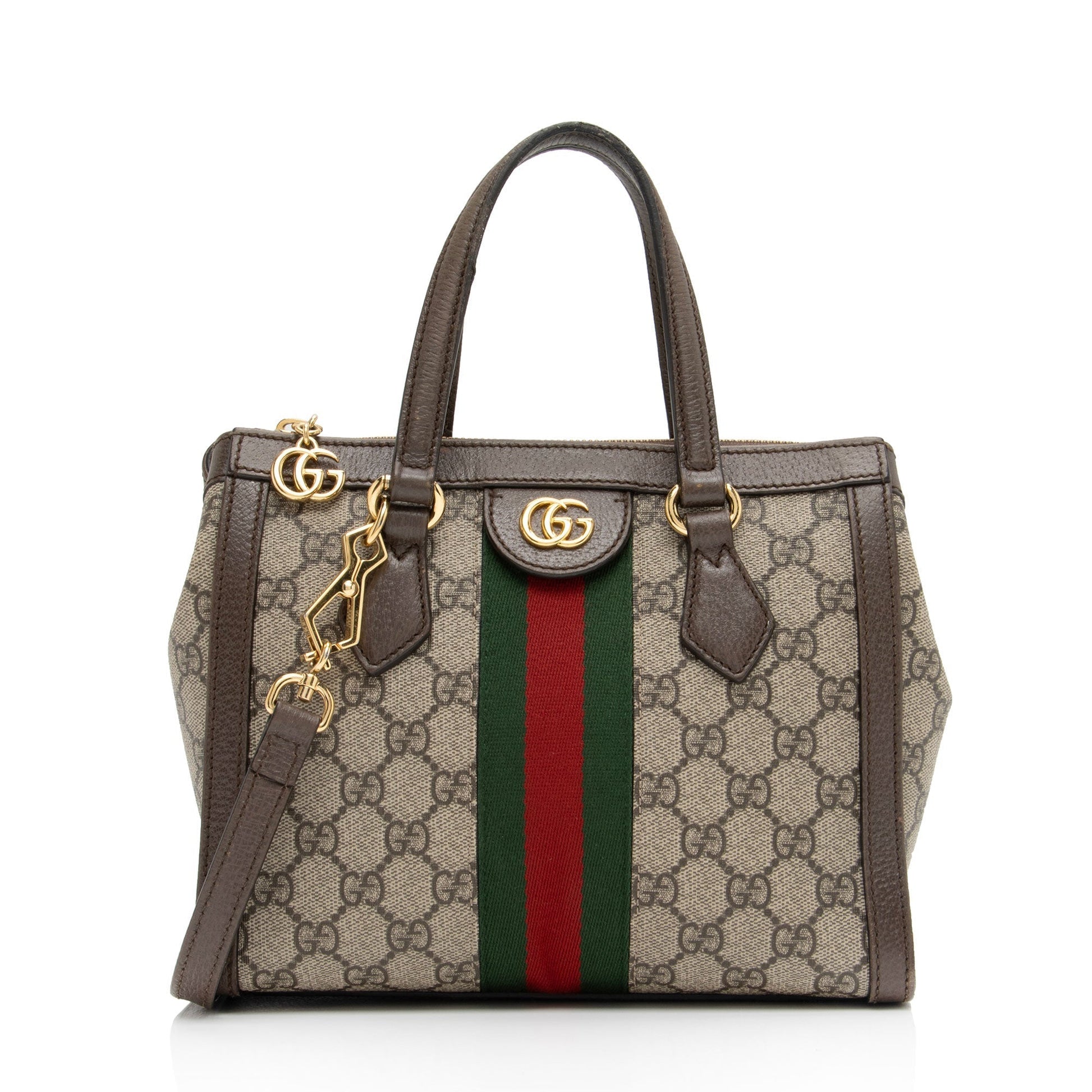 Gucci GG Supreme Ophidia SHF-E4DGh8 Leather Canvas Nylon Beige Tote Bag