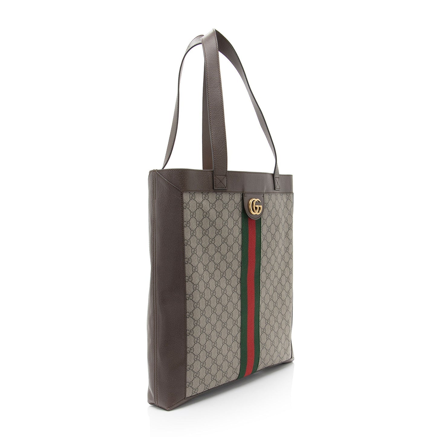 Gucci GG Supreme Ophidia Soft Vertical Leather Canvas Brown Beige Tote Bag