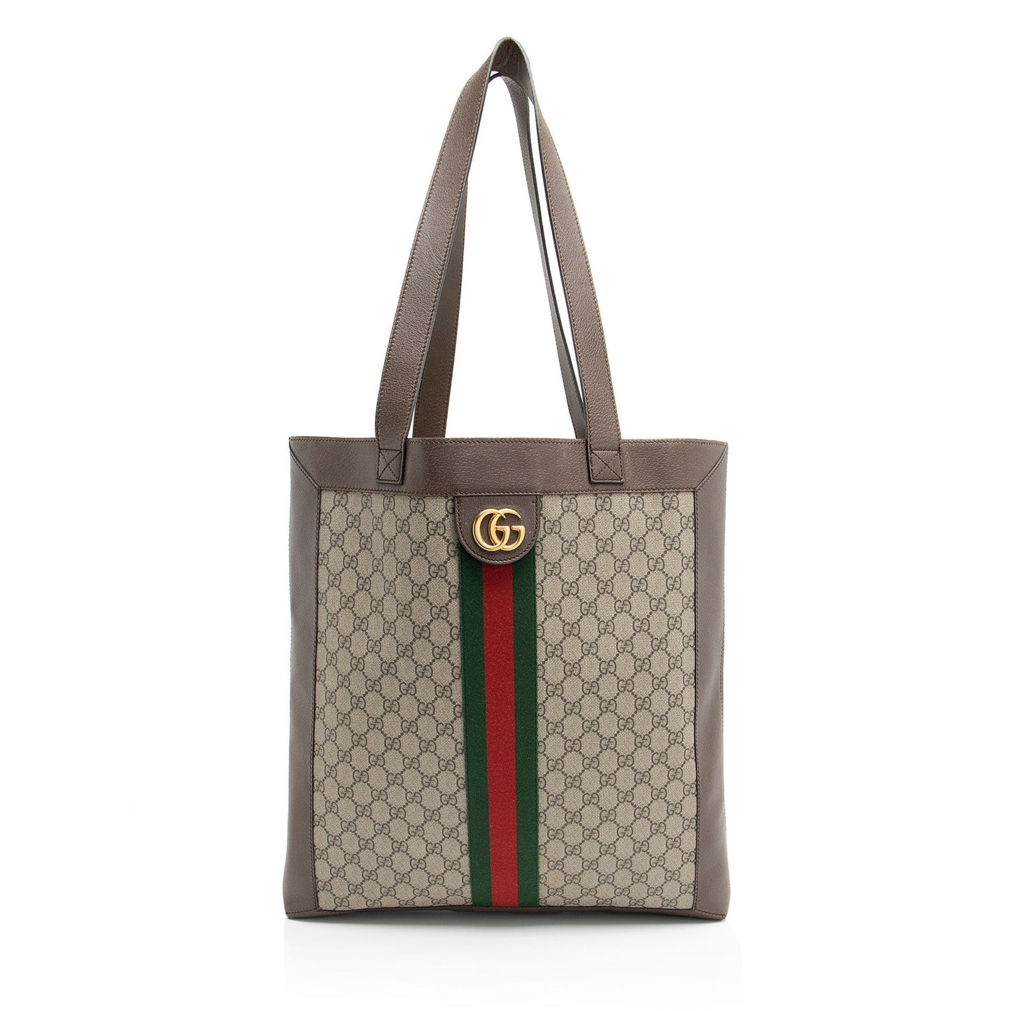 Gucci GG Supreme Ophidia Soft Vertical Leather Canvas Nylon Beige Tote Bag
