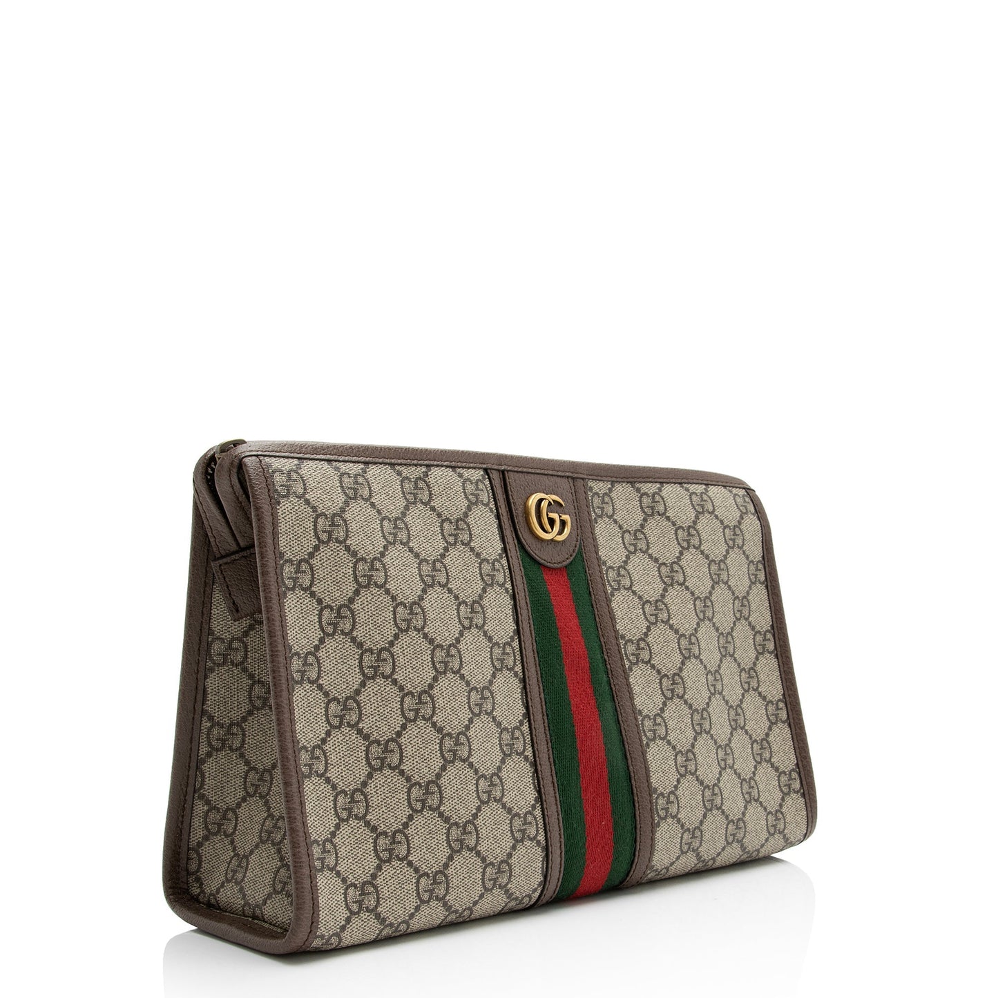Gucci GG Supreme Ophidia Toiletry Pouch Leather Canvas Nylon Brown Handbag Pouch Shf