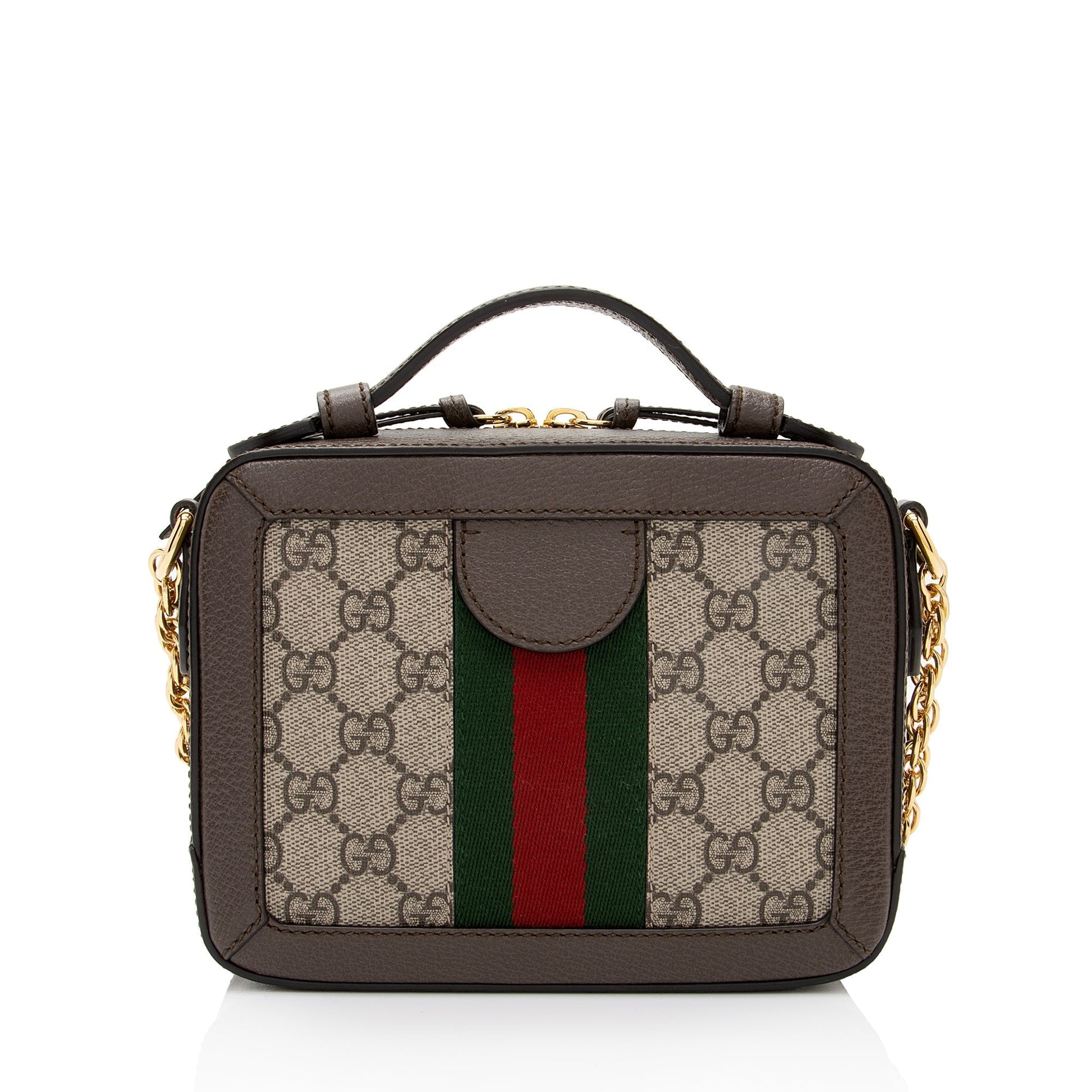 Gucci GG Supreme Ophidia Top Handle Leather Canvas Nylon Brown Crossbody Bag Shf Nunuzp