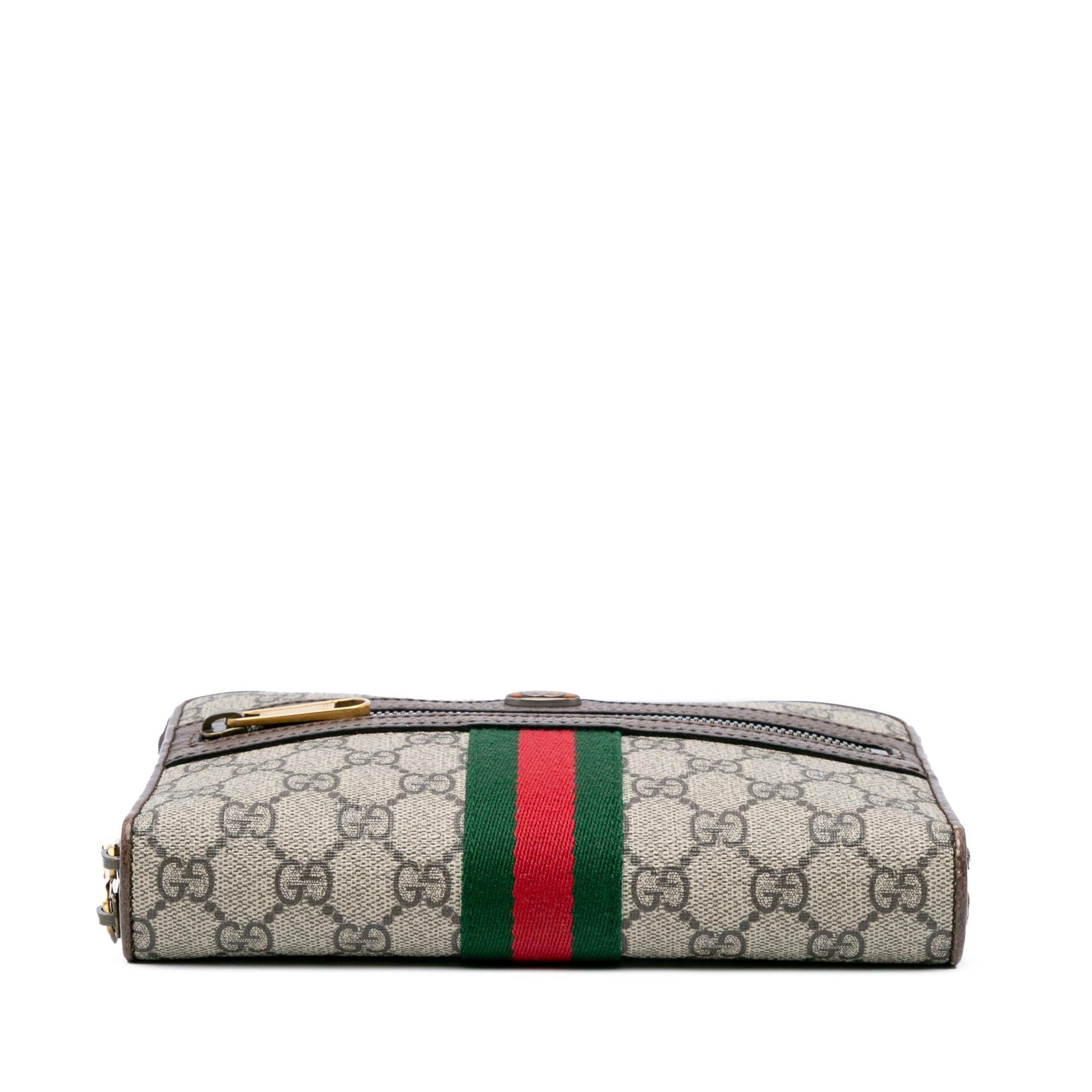 Gucci GG Supreme Ophidia Wallet On Canvas Calf Brown Chain Crossbody Bag
