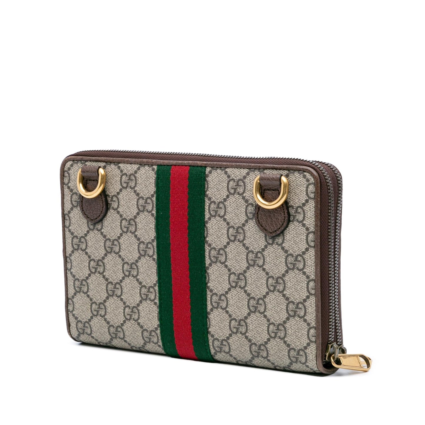 Gucci GG Supreme Ophidia Wallet On Canvas Calf Brown Chain Crossbody Bag