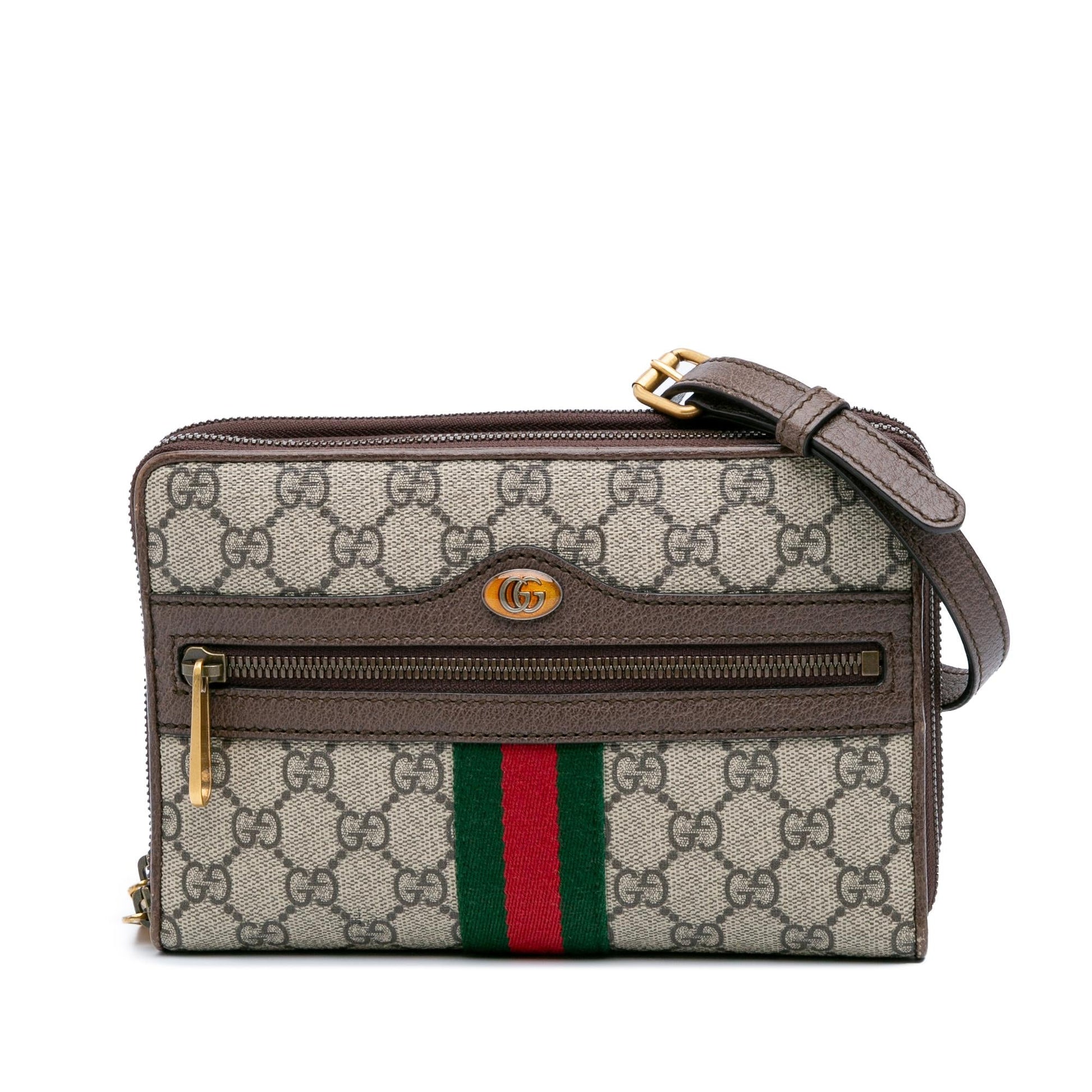 Gucci GG Supreme Ophidia Wallet On Canvas Calf Brown Chain Crossbody Bag Chain 1