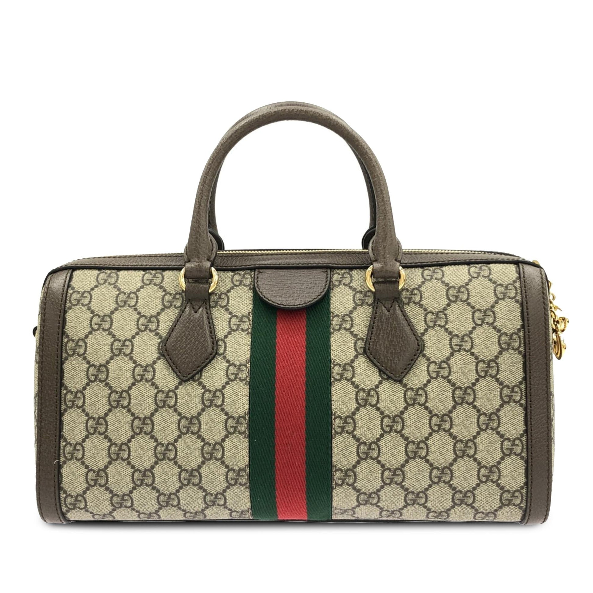 Gucci GG Supreme Ophidia Web SHG-uMbpzY Canvas Calf Brown Satchel Bag