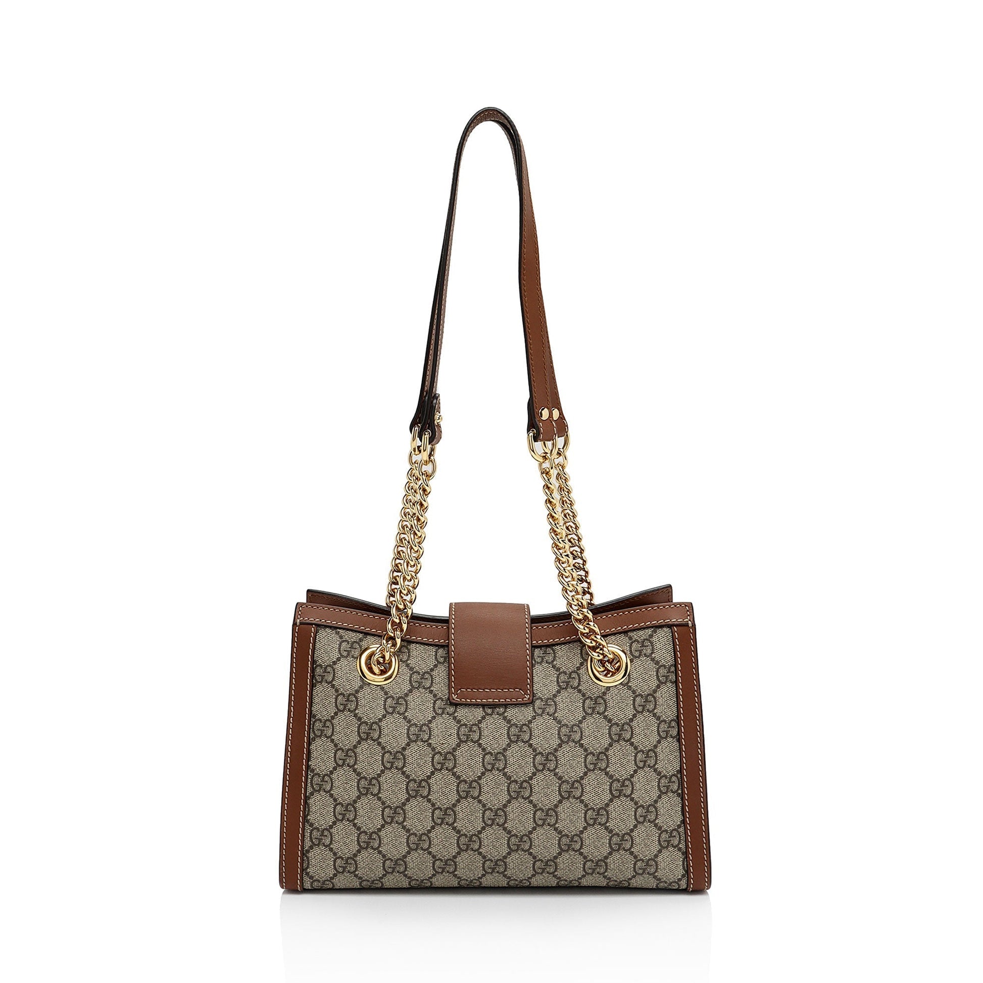 Gucci GG Supreme Padlock Chain SHF-Z3zmfK Leather Canvas Brown Beige Shoulder Bag