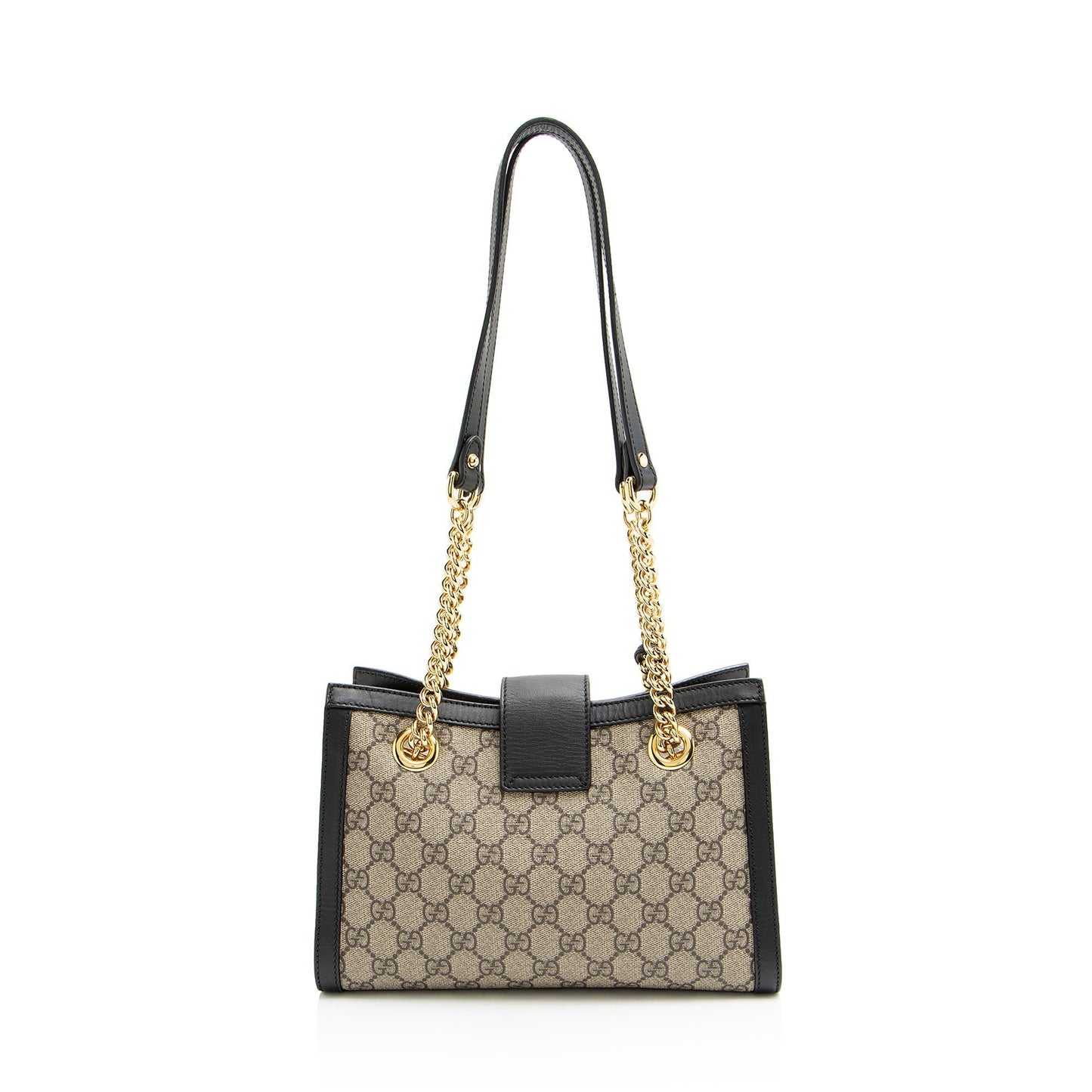 Gucci GG Supreme Padlock Chain Leather Canvas Black Brown Shoulder Bag