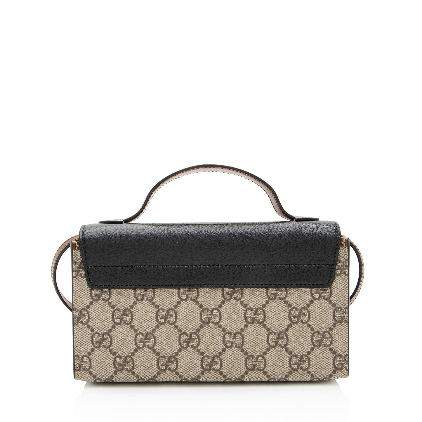 Gucci GG Supreme Padlock Top Handle Leather Canvas Black Brown Crossbody Bag