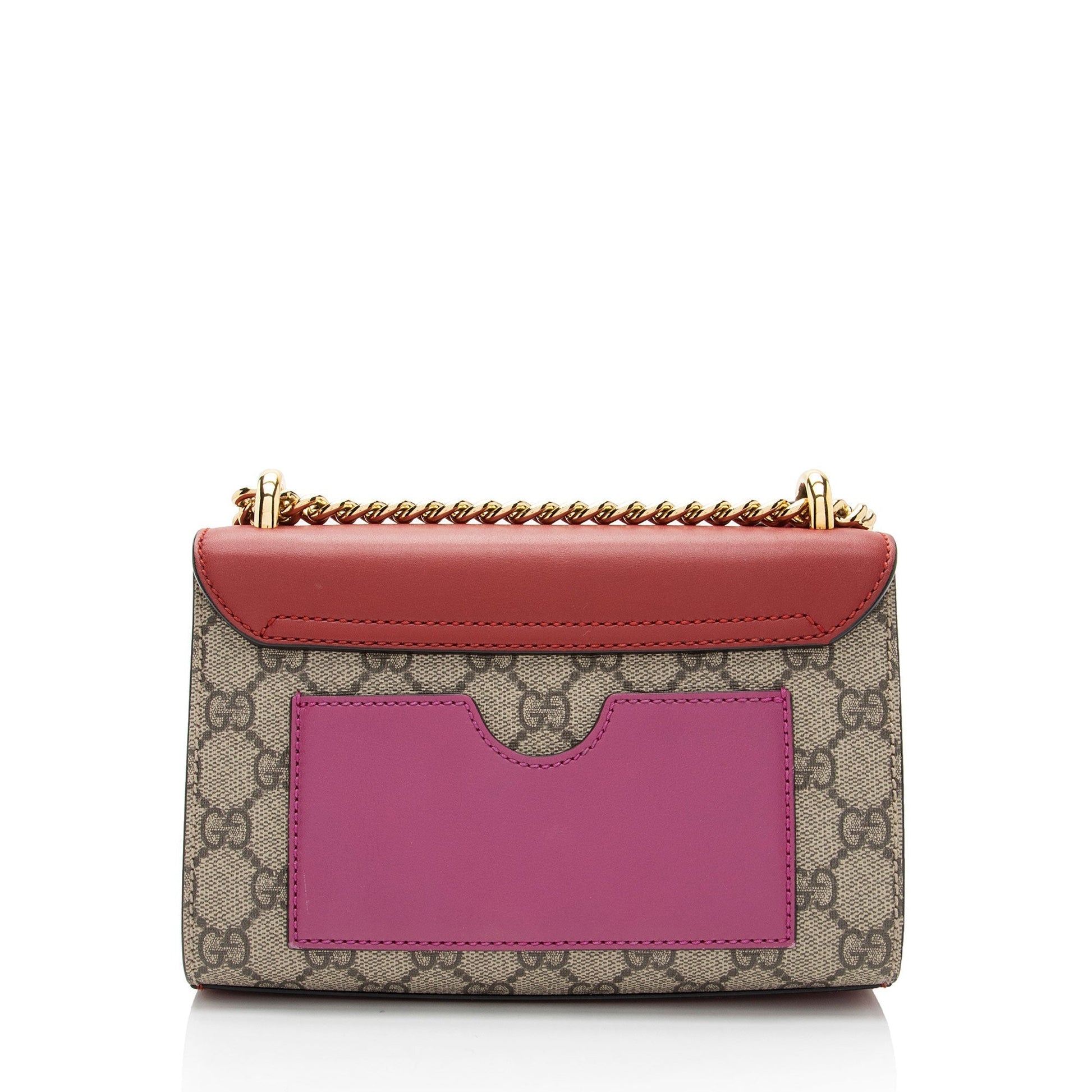 Gucci GG Supreme Padlock SHF-FvSIKl Leather Canvas Beige Red Crossbody Bag