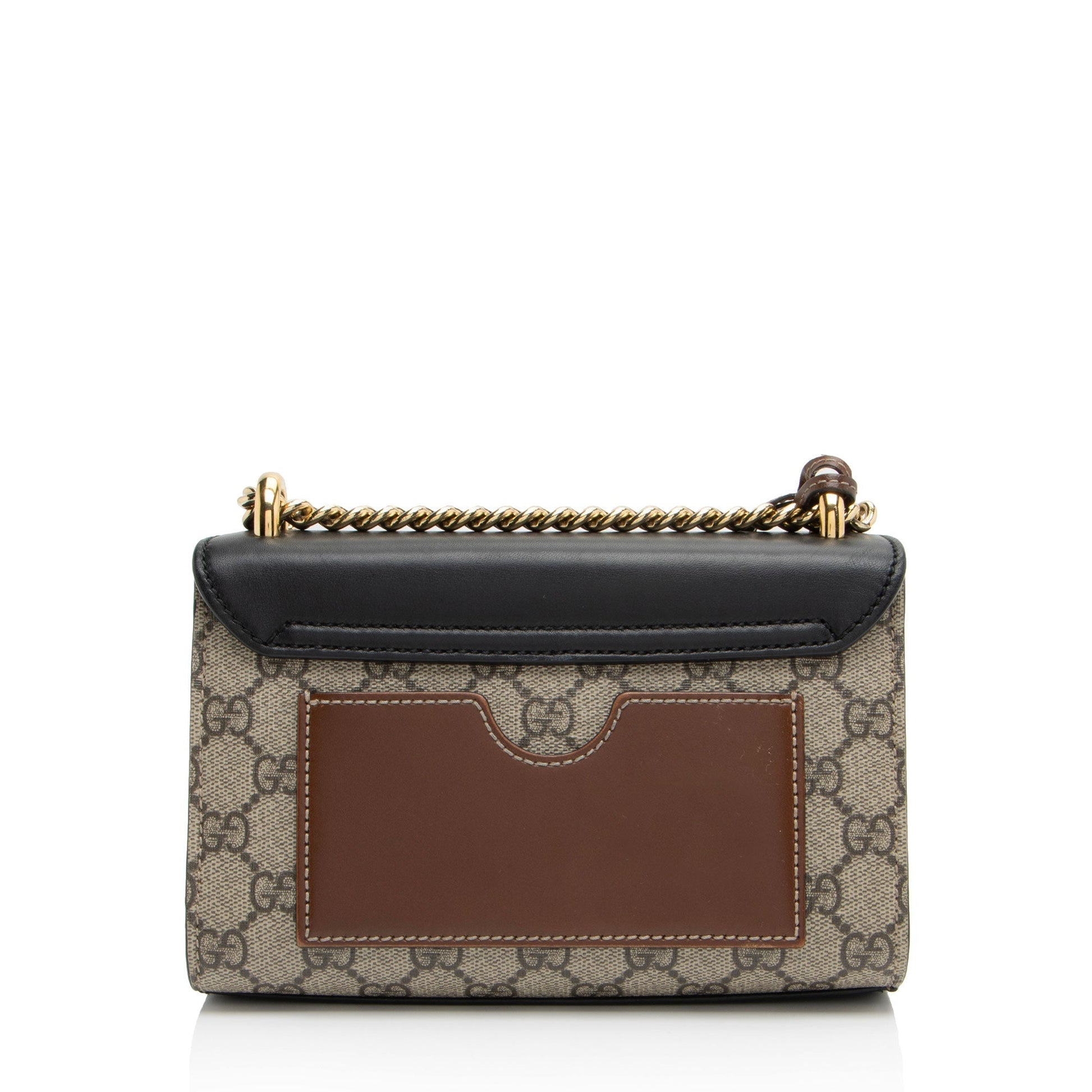 Gucci GG Supreme Padlock Leather Canvas Black Beige Shoulder Bag