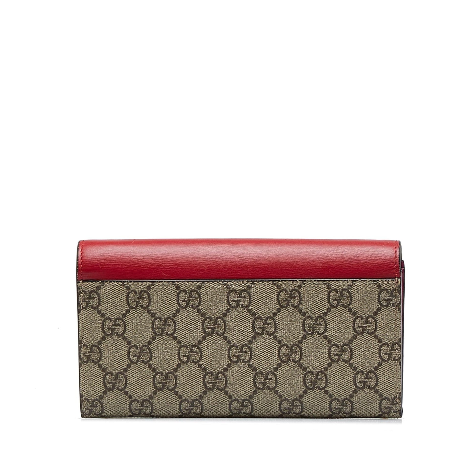 Gucci GG Supreme Padlock Wallet On Canvas Brown Chain Handbag