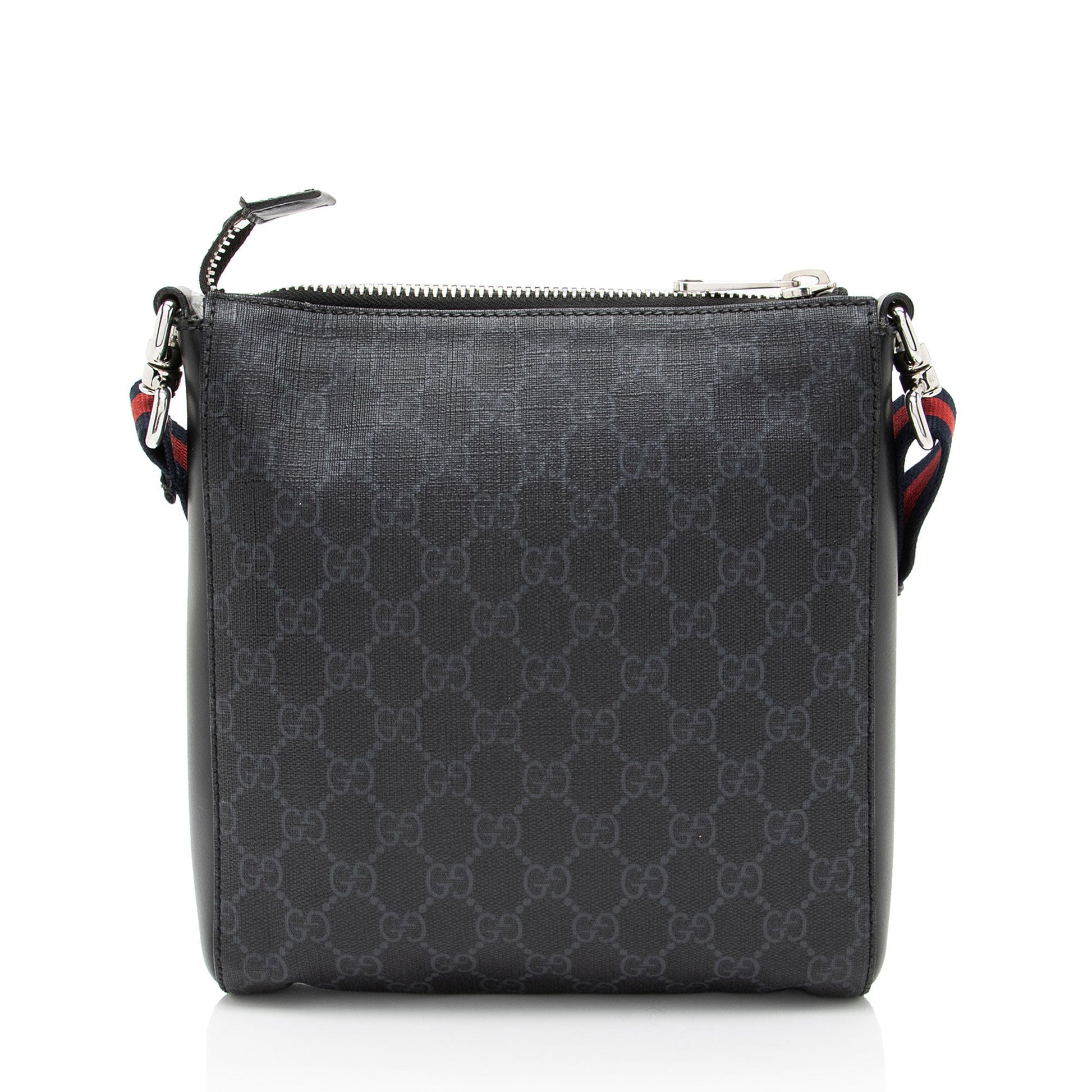 Gucci GG Supreme Patches Messenger Leather Canvas Nylon Black Shoulder Bag
