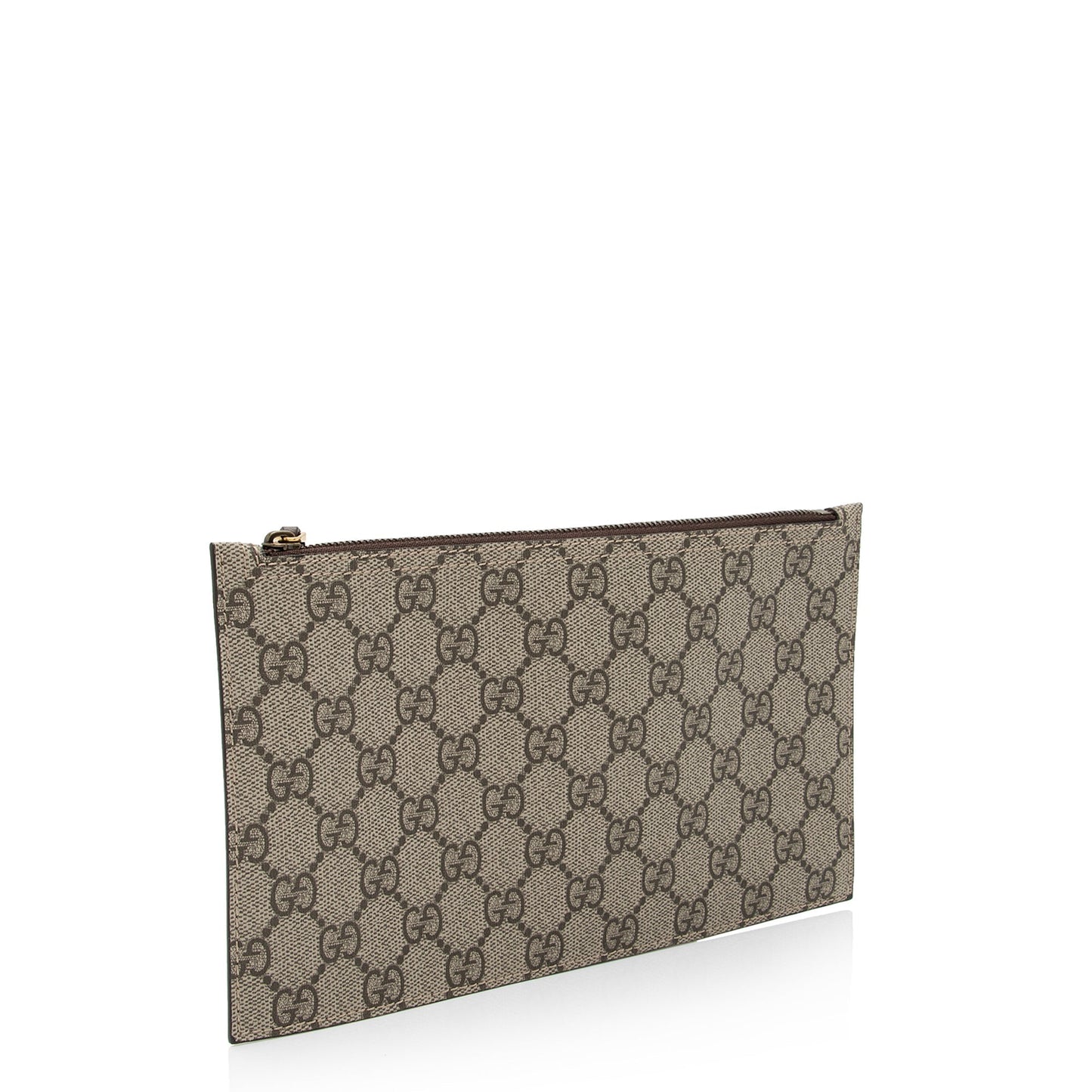 Gucci GG Supreme Pochette SHF-dYhXFI Leather Canvas Brown Beige Clutch Bag