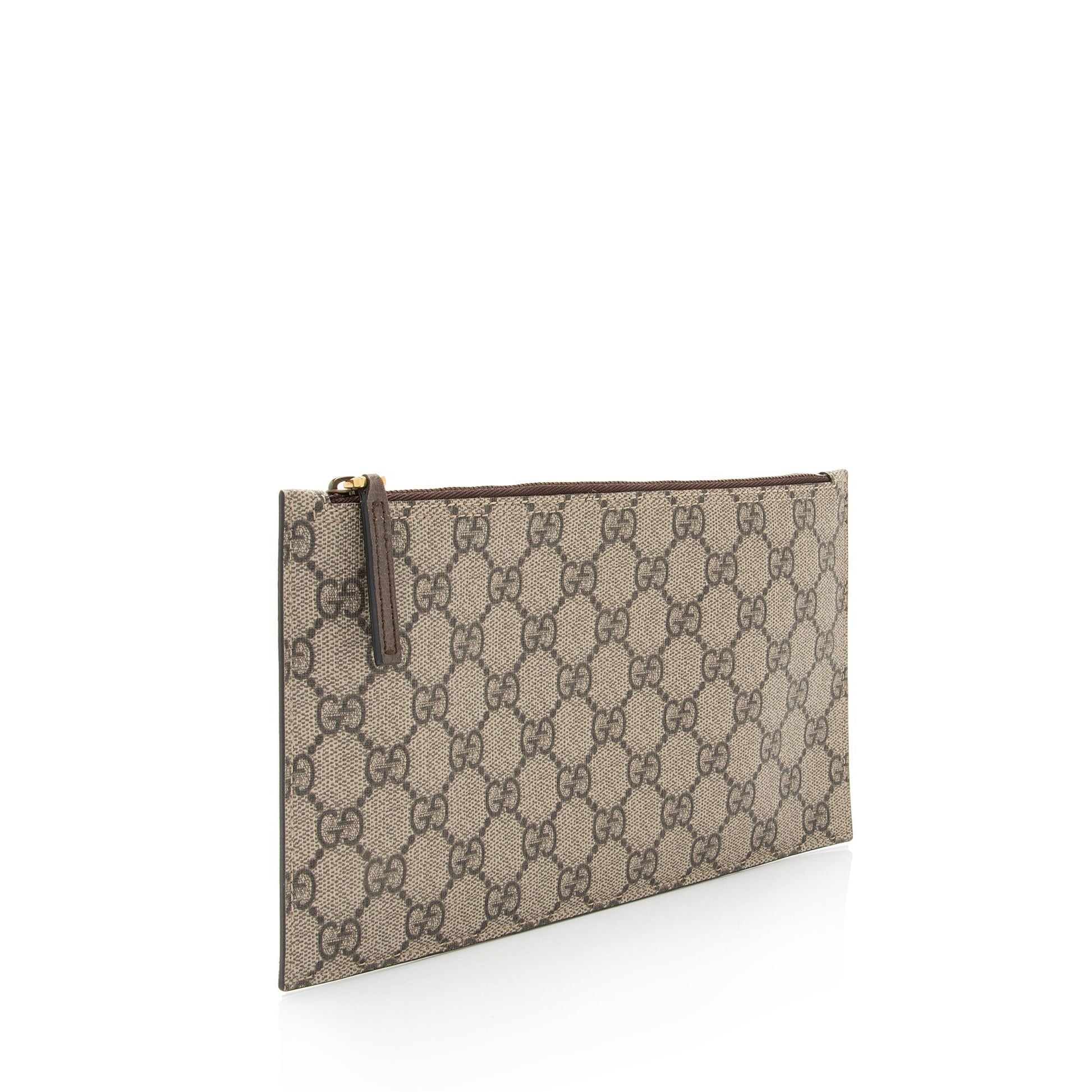 Gucci GG Supreme Pochette SHF-hD9895 Leather Brown Beige Clutch Bag