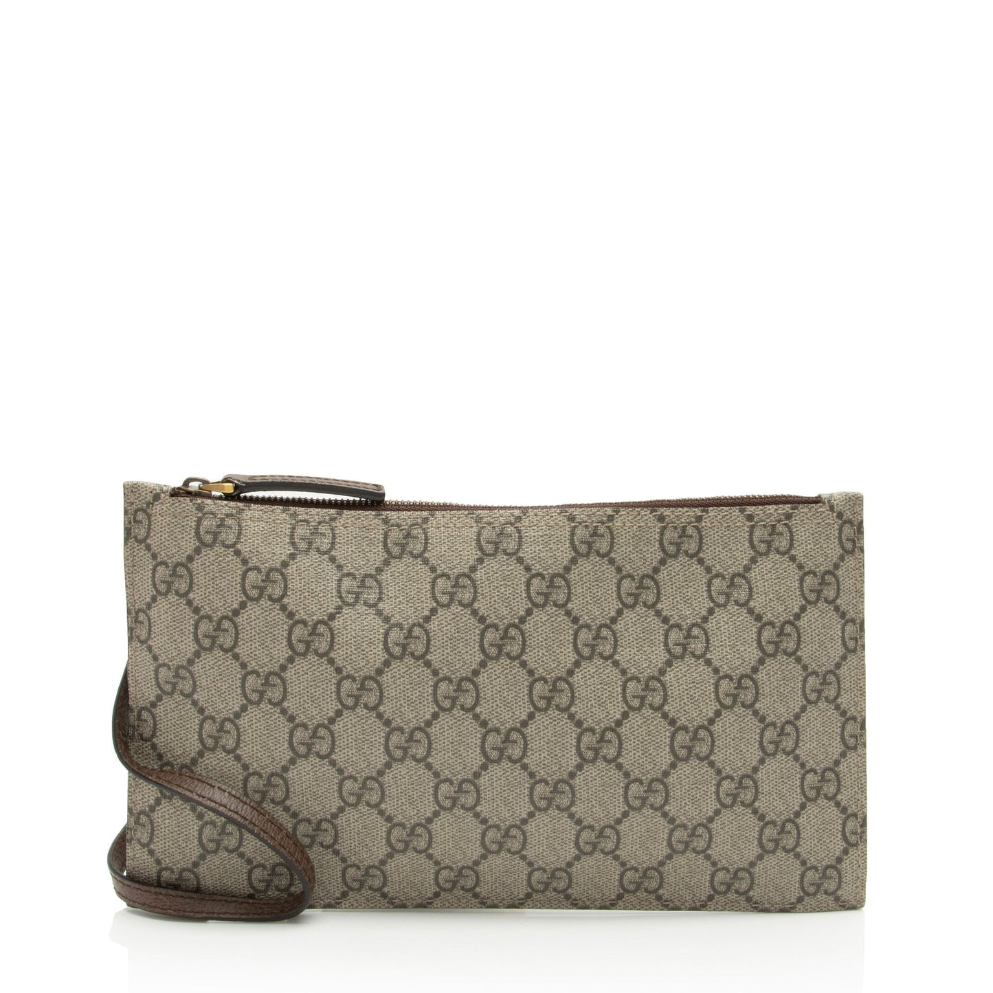 Gucci GG Supreme Pochette SHF-XHm4SL Leather Canvas Brown Beige Clutch Bag