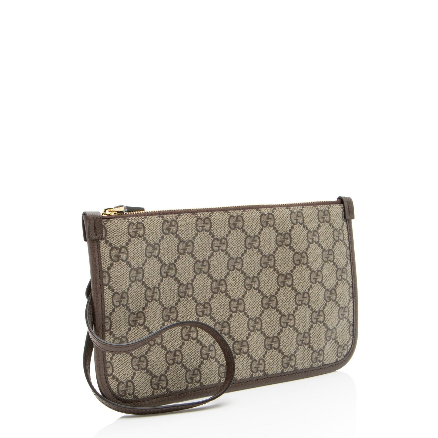 Gucci GG Supreme Pochette SHF-zzdFI8 Leather Canvas Brown Beige Clutch Bag