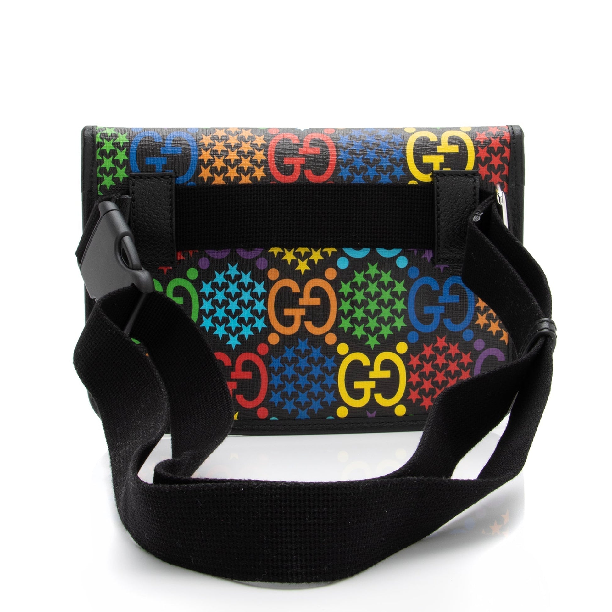 Gucci GG Supreme Psychedelic Belt SHF Leather Canvas Nylon Black Accessory