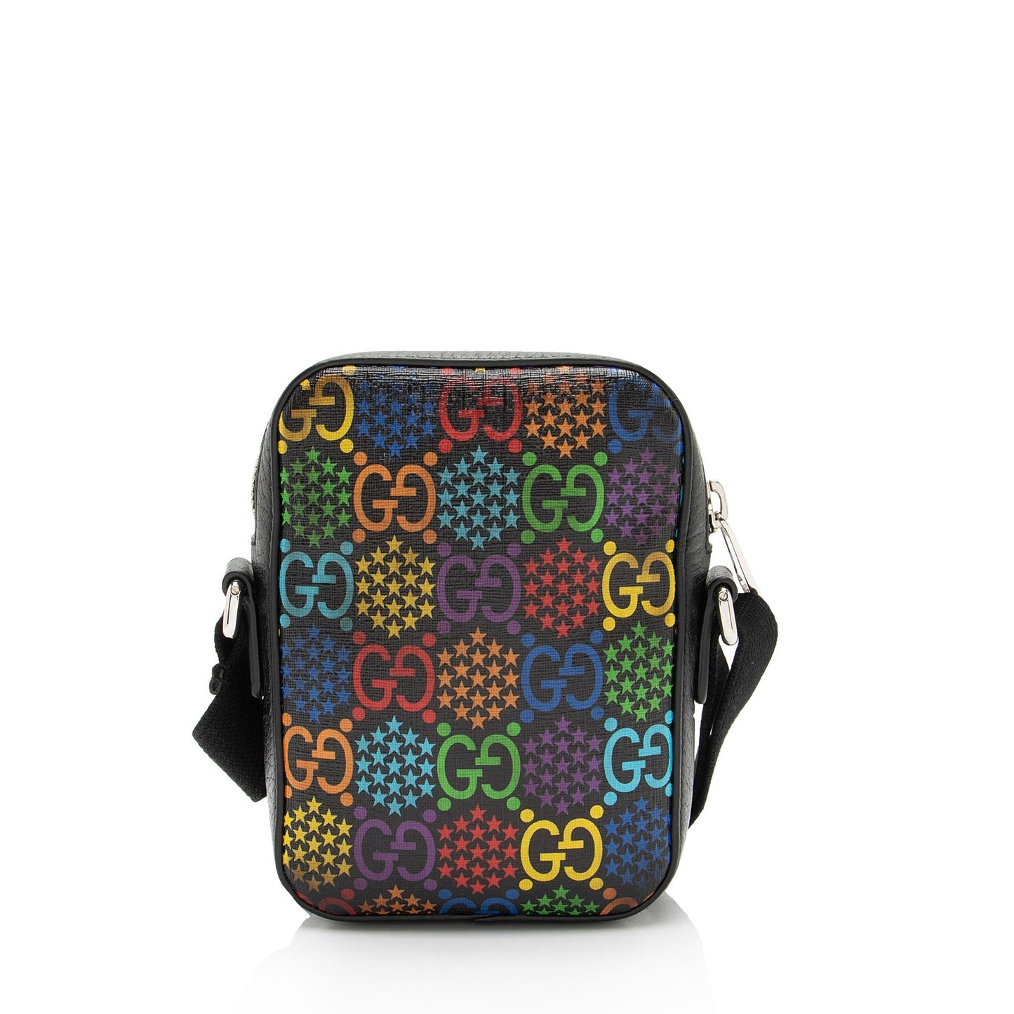 Gucci GG Supreme Psychedelic Messenger SHF-04nZiN Leather Canvas Nylon Black Shoulder Bag