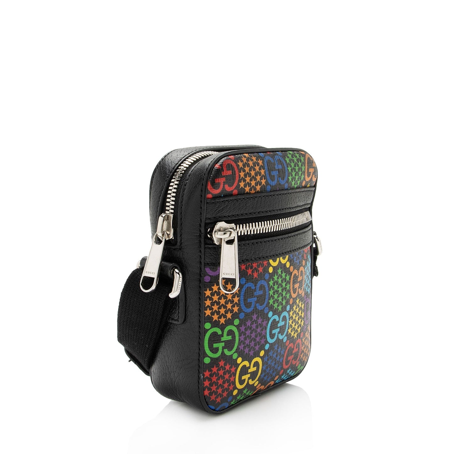 Gucci GG Supreme Psychedelic Messenger SHF-04nZiN Leather Canvas Nylon Black Shoulder Bag