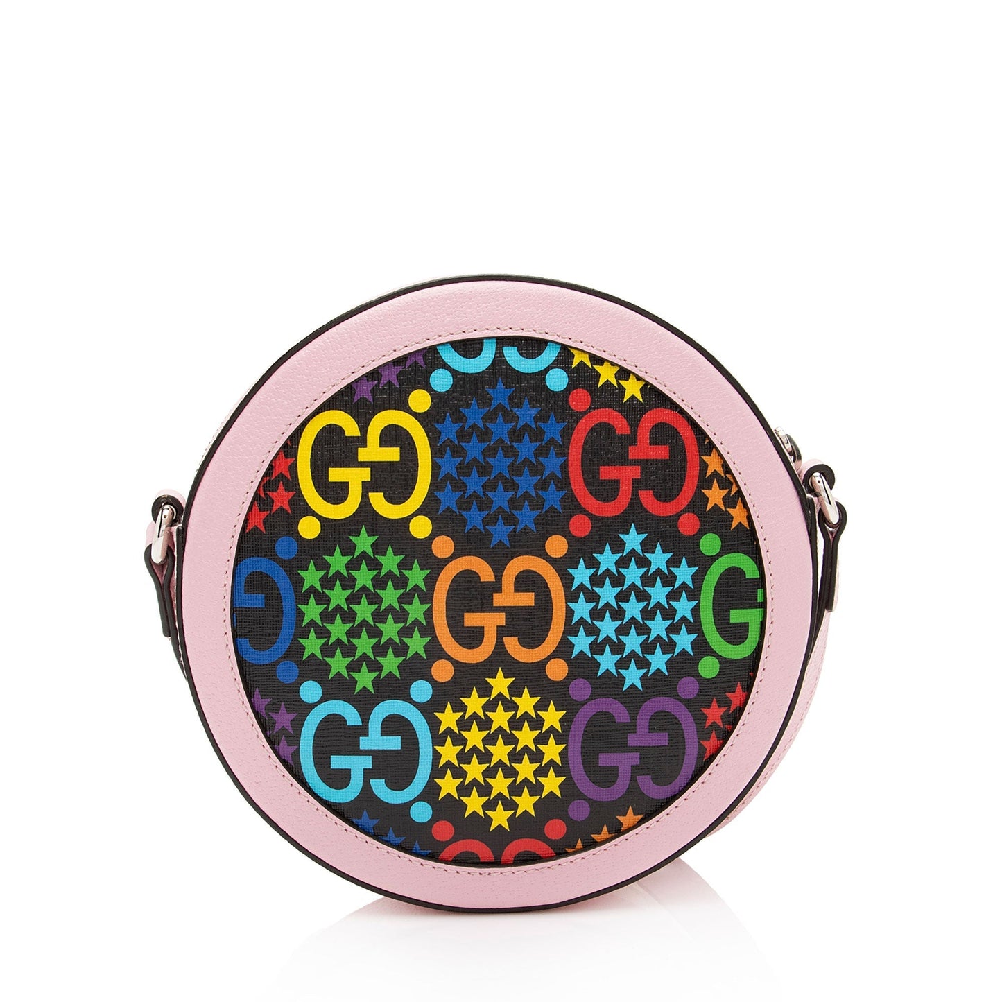 Gucci GG Supreme Psychedelic Round SHF-l3hOoV Leather Canvas Pink Crossbody Bag