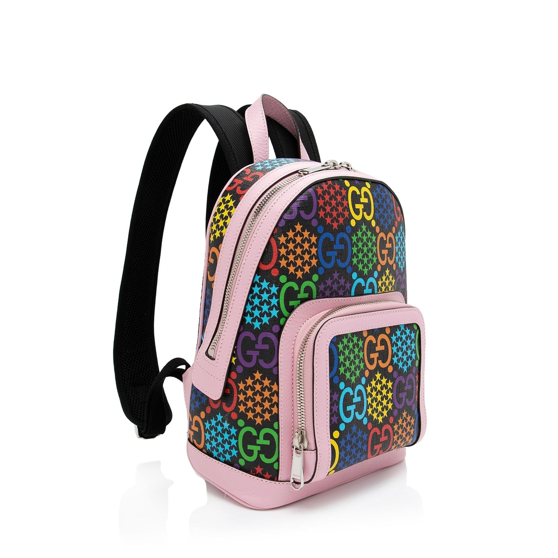 Gucci GG Supreme Psychedelic Backpack SHF-h2n9cw Leather Canvas Nylon Black Shoulder Bag