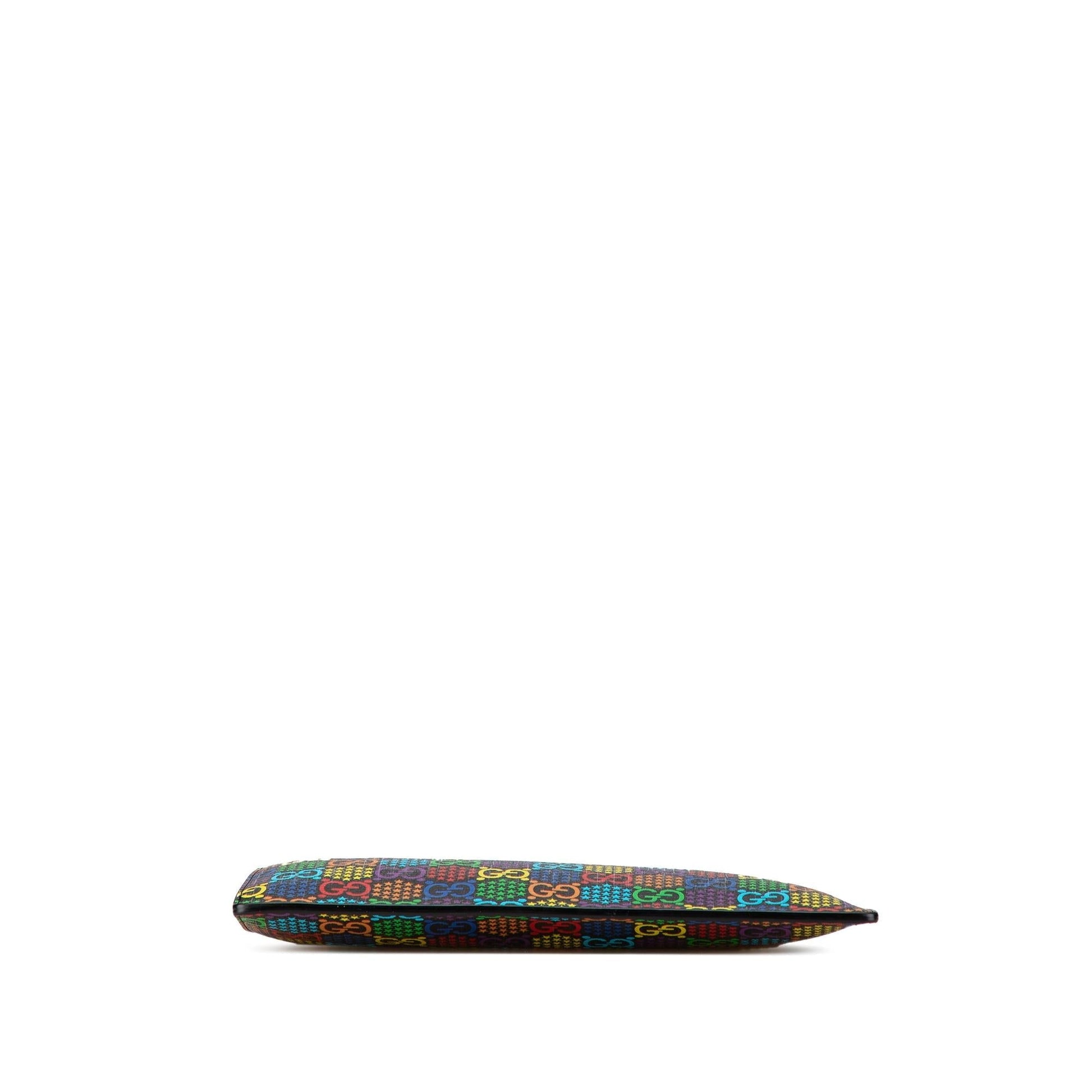 Gucci GG Supreme Psychedelic Zip Canvas Black Clutch Bag