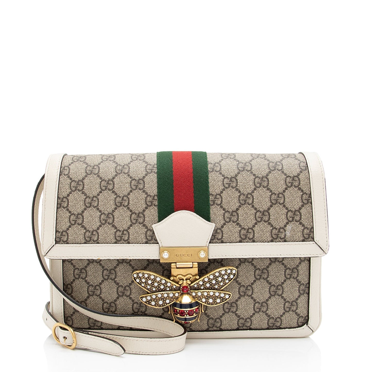 Gucci GG Supreme Queen Margaret SHF-ru59Pg Leather Canvas Nylon White Crossbody Bag