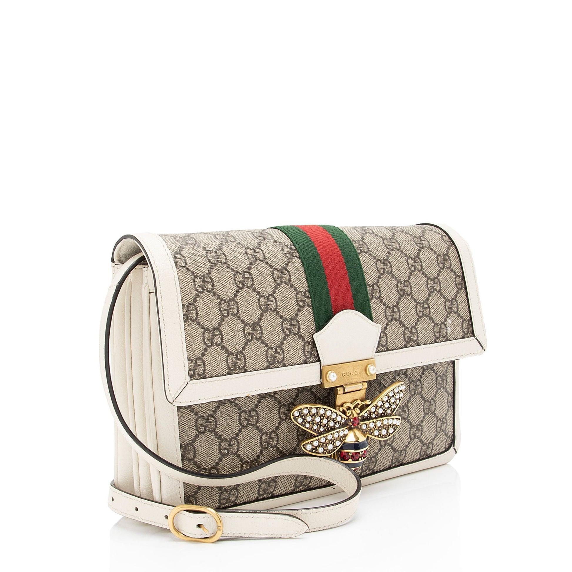 Gucci GG Supreme Queen Margaret SHF-ru59Pg Leather Canvas Nylon White Crossbody Bag