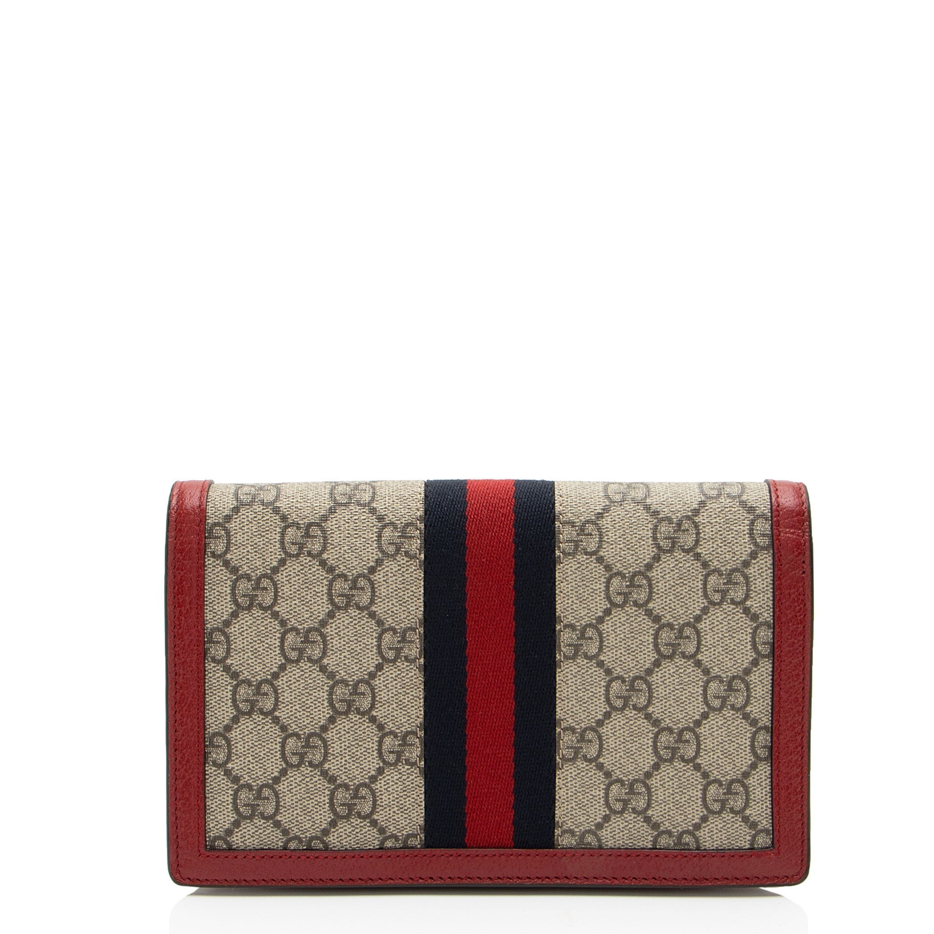 Gucci GG Supreme Queen Margaret Wallet Leather Canvas Nylon Beige Crossbody Bag