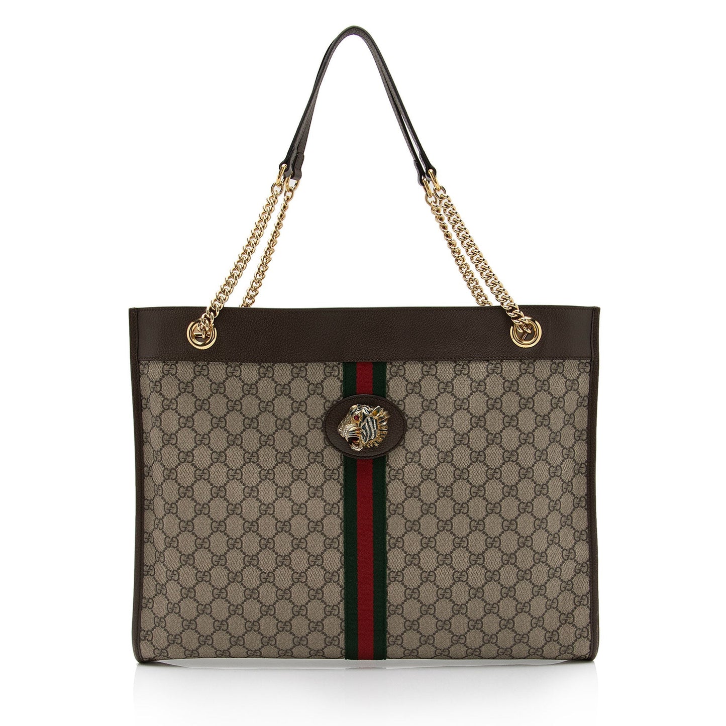 Gucci GG Supreme Rajah SHF-CkmY9Y Leather Canvas Nylon Brown Tote Bag