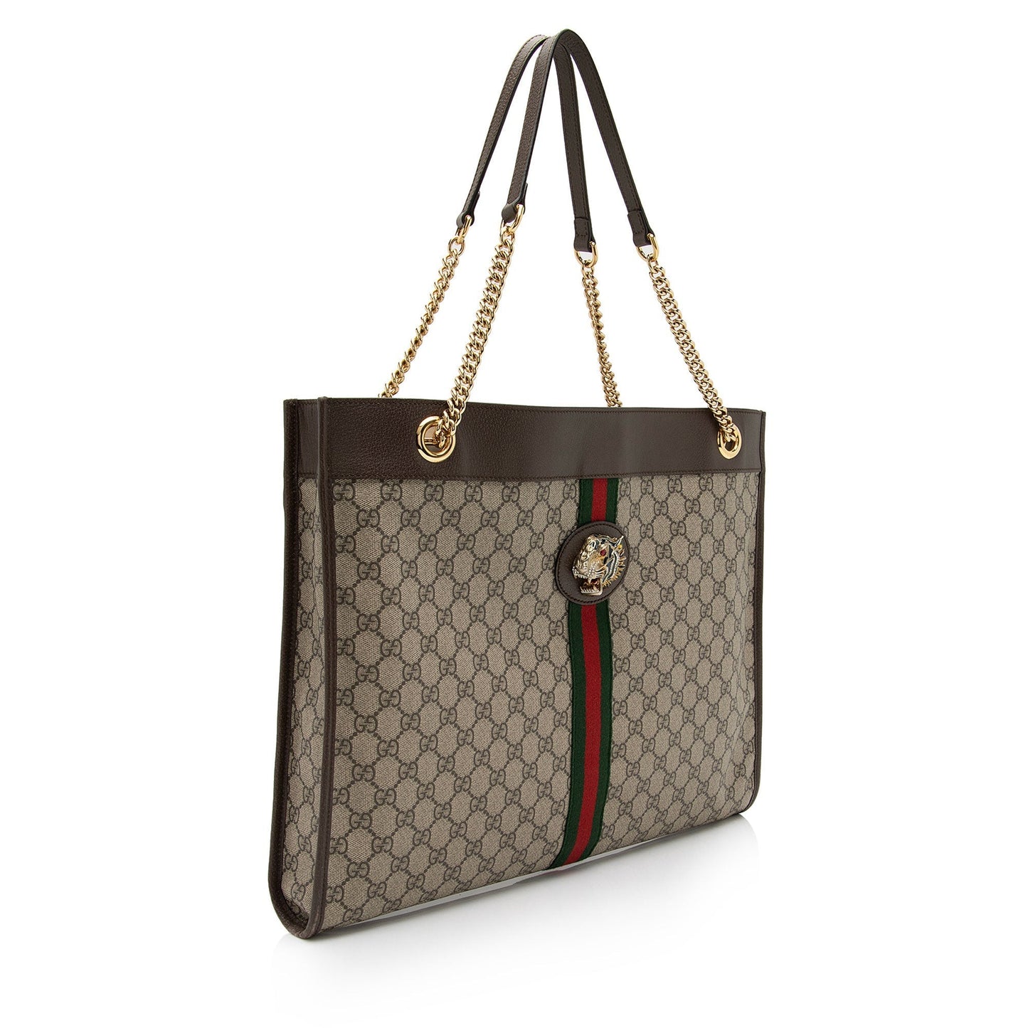 Gucci GG Supreme Rajah SHF-CkmY9Y Leather Canvas Nylon Brown Tote Bag