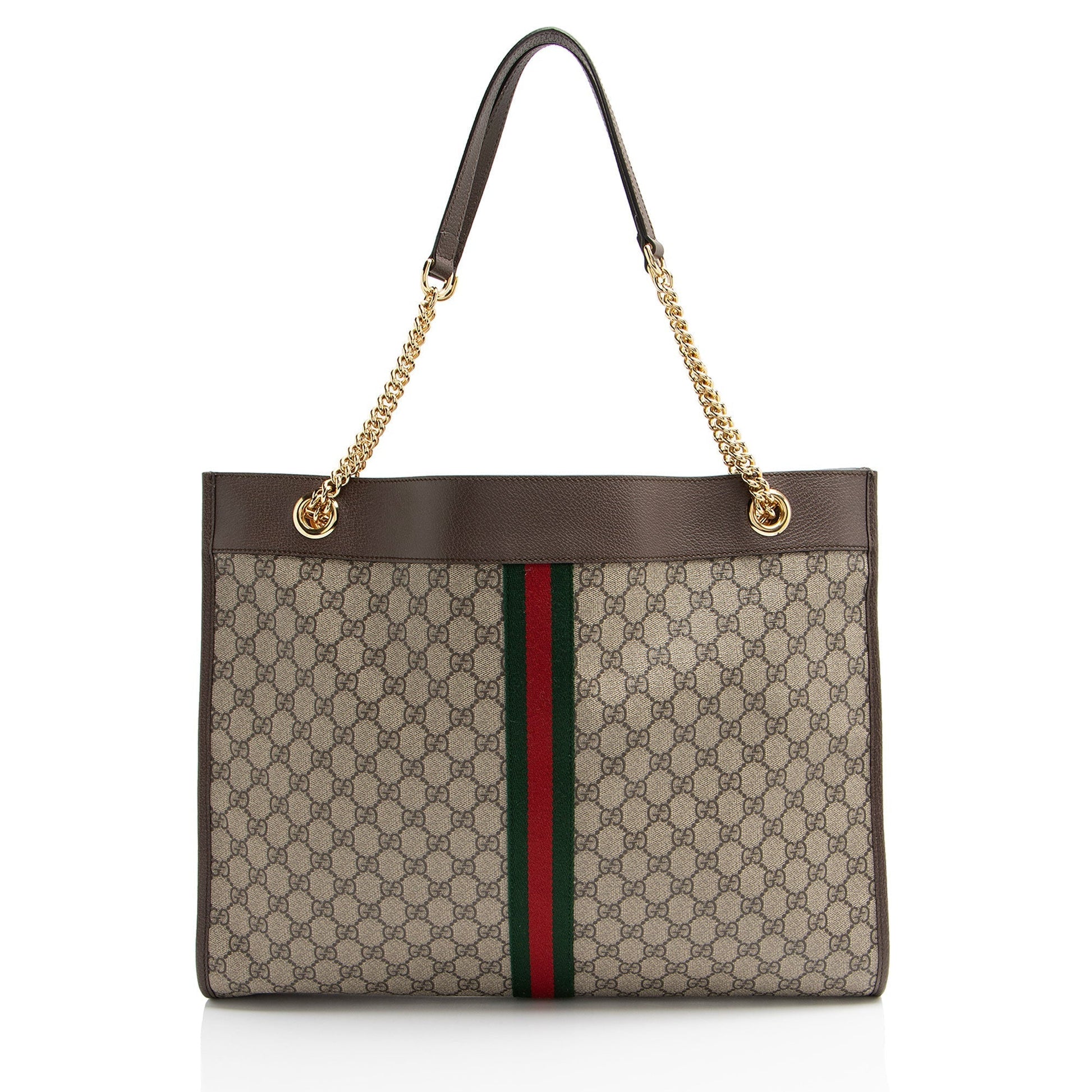 Gucci GG Supreme Rajah Leather Canvas Nylon Brown Tote Bag